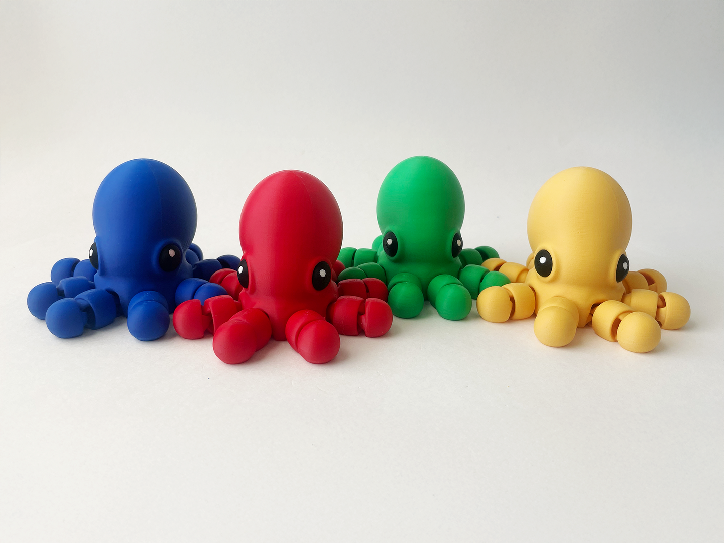 Set of 4 BIG Multi-Colored Octopuses- Red, Green, Yellow & Blue Premium Toy Set for Fun Marine Animal Pretend Play and Tactile STEM Learning