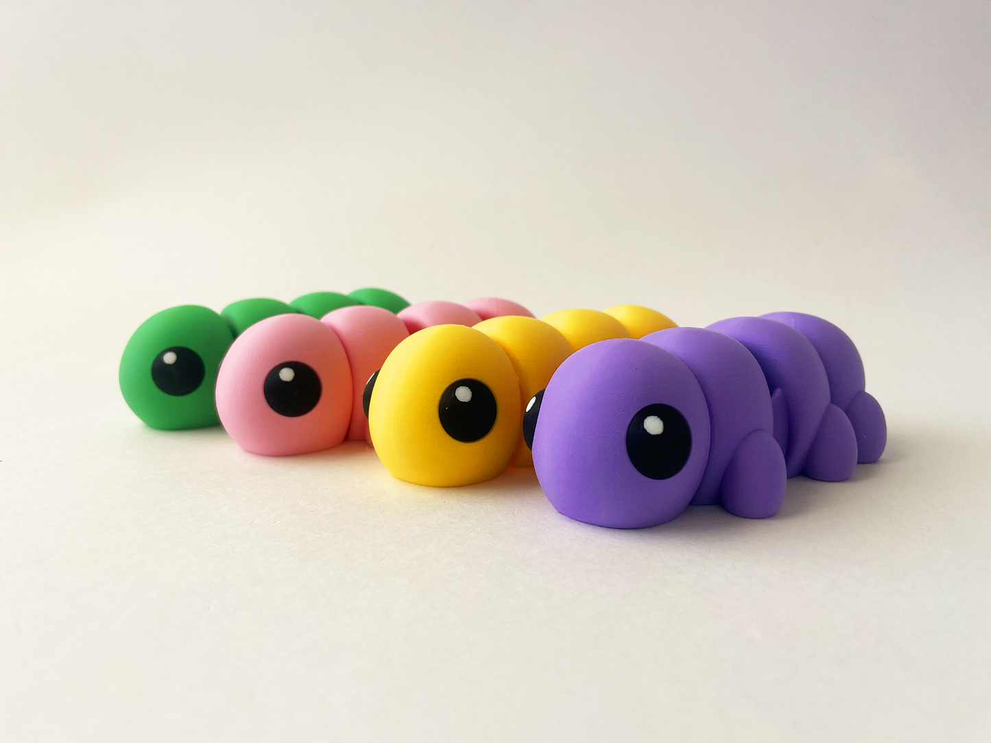 Set of 4 Multi-Colored Caterpillar Premium Toys for Pretend, Tactile, Insect STEM Learning and Play