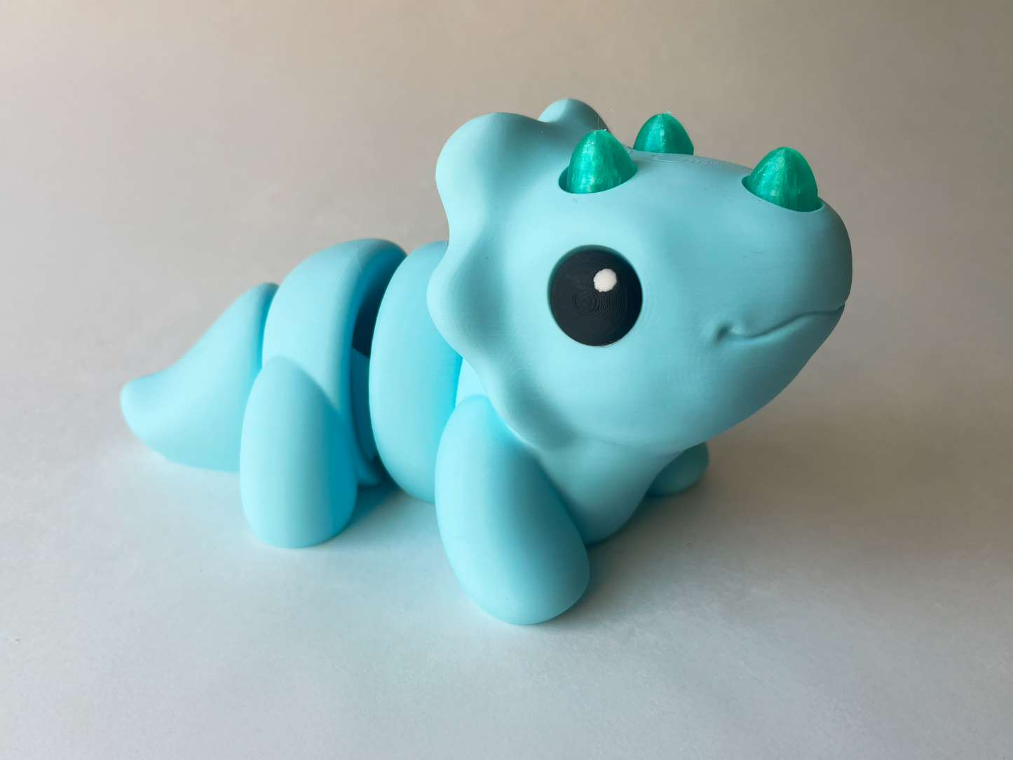 Baby Blue Triceratops Dinosaur Flexi Toy Figurine for Tactile Learning Play!