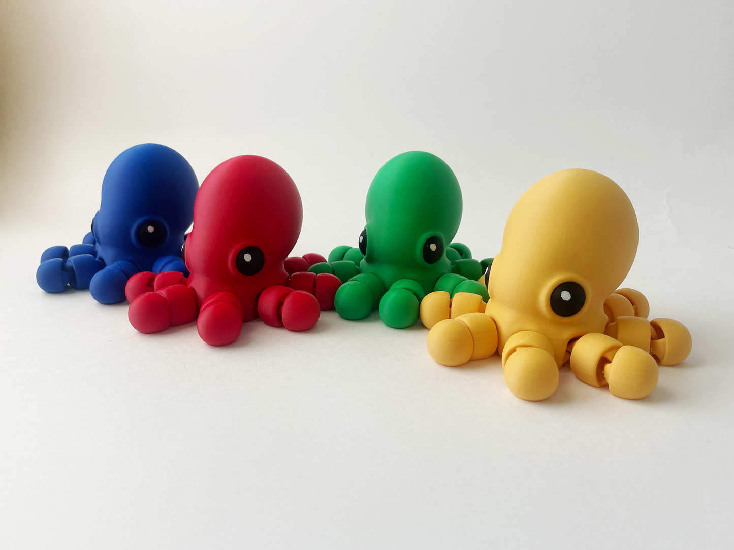 Set of 4 BIG Multi-Colored Octopuses- Red, Green, Yellow & Blue Premium Toy Set for Fun Marine Animal Pretend Play and Tactile STEM Learning