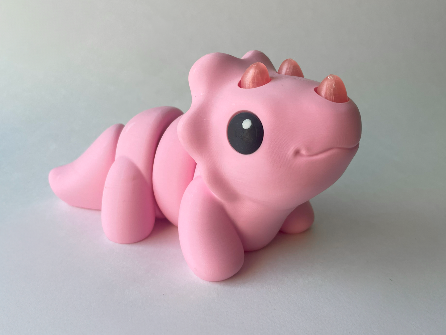 Kawaii Pink Triceratops Dinosaur Flexi Toy Figurine for Tactile Learning Play!