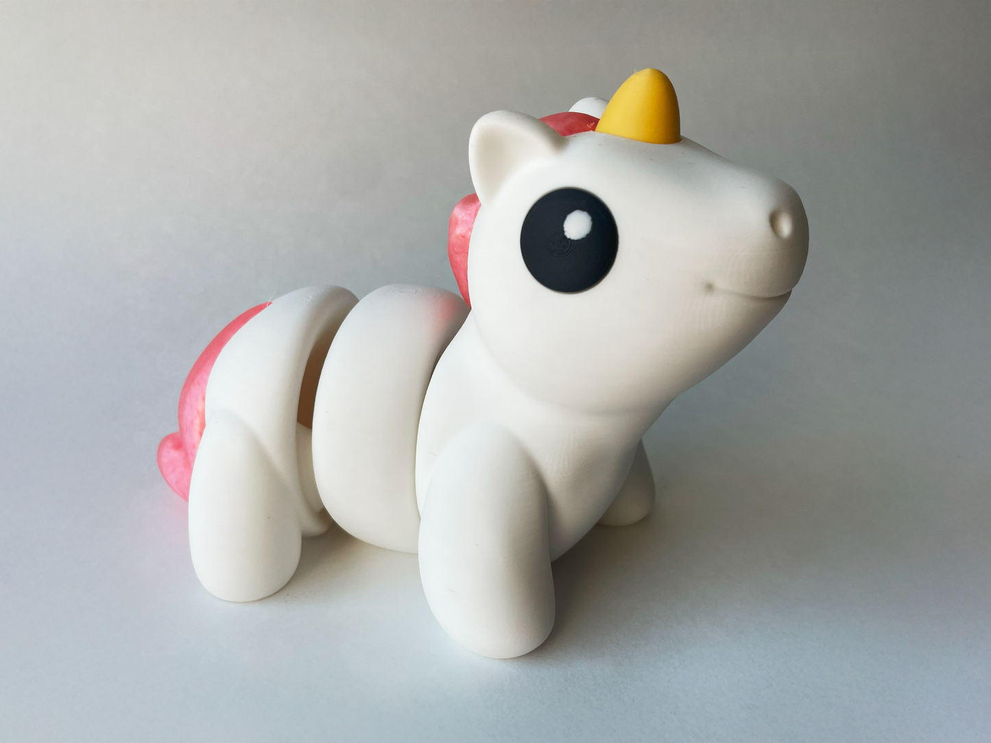 Classic White and Pink Unicorn Flexi Toy Figurine for Tactile Fantasy Play!