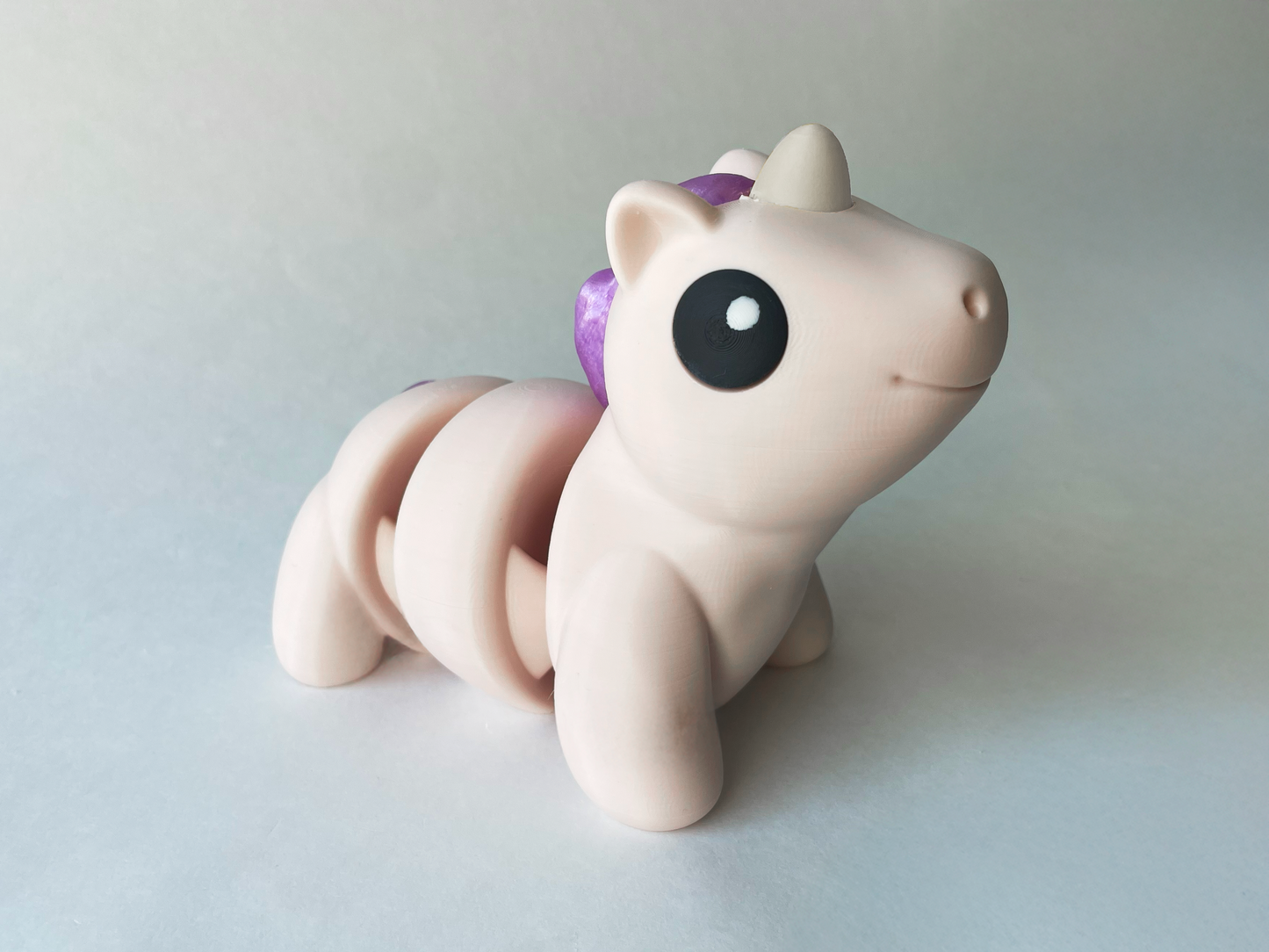 Beige and Lilac Purple Unicorn Flexi Toy Figurine for Tactile Fantasy Play!