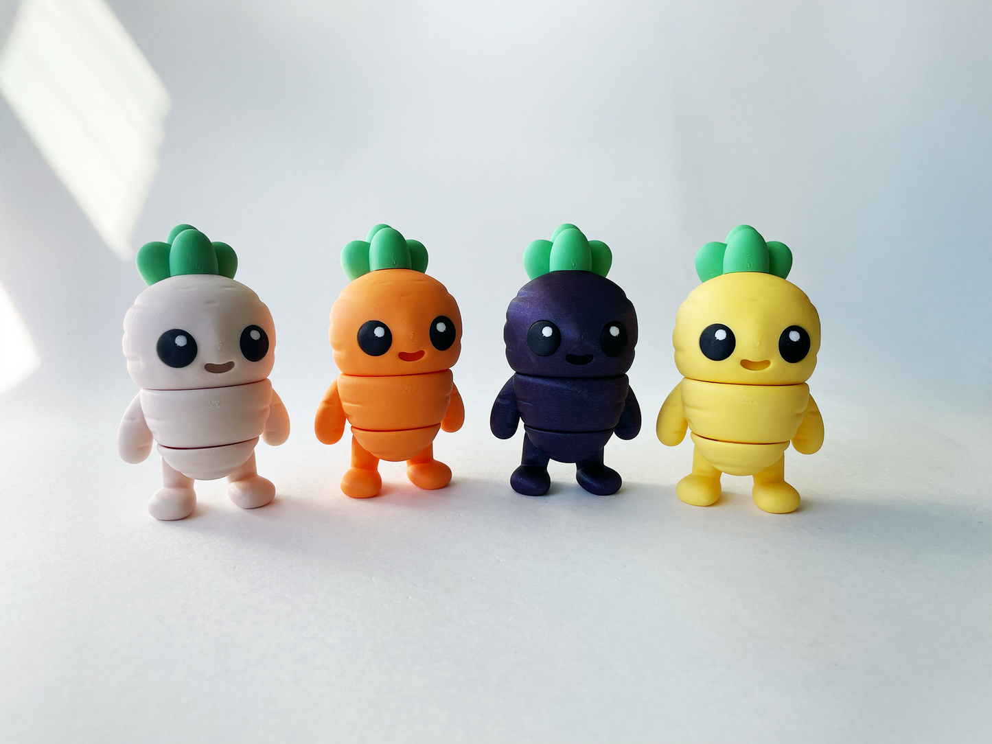 Diverse Carrot Guys (Set of 4) Fidget Premium Toys Play Set for Pretend, Tactile, Veggie STEM Learning and Play