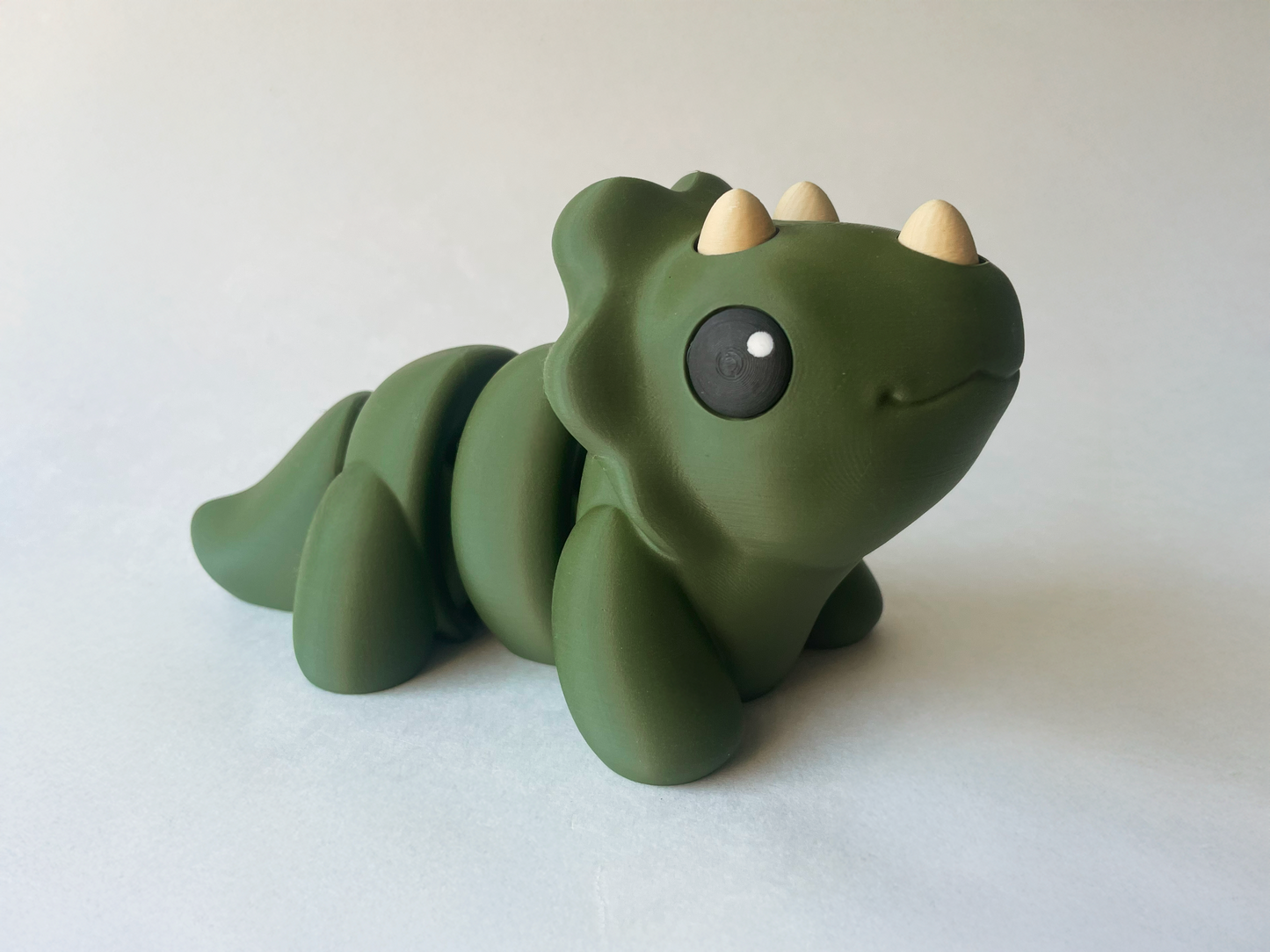 Dark Green Triceratops Dinosaur Flexi Toy Figurine for Tactile Learning Play!