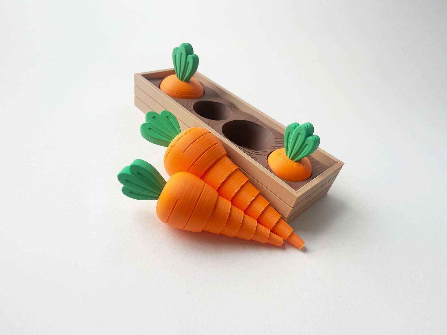 Mom's Full Carrot Garden-- Full Set with of 2 Large and 2 Medium Carrots- Articulated Garden for Tabletop Tactile Play & Stress Relief