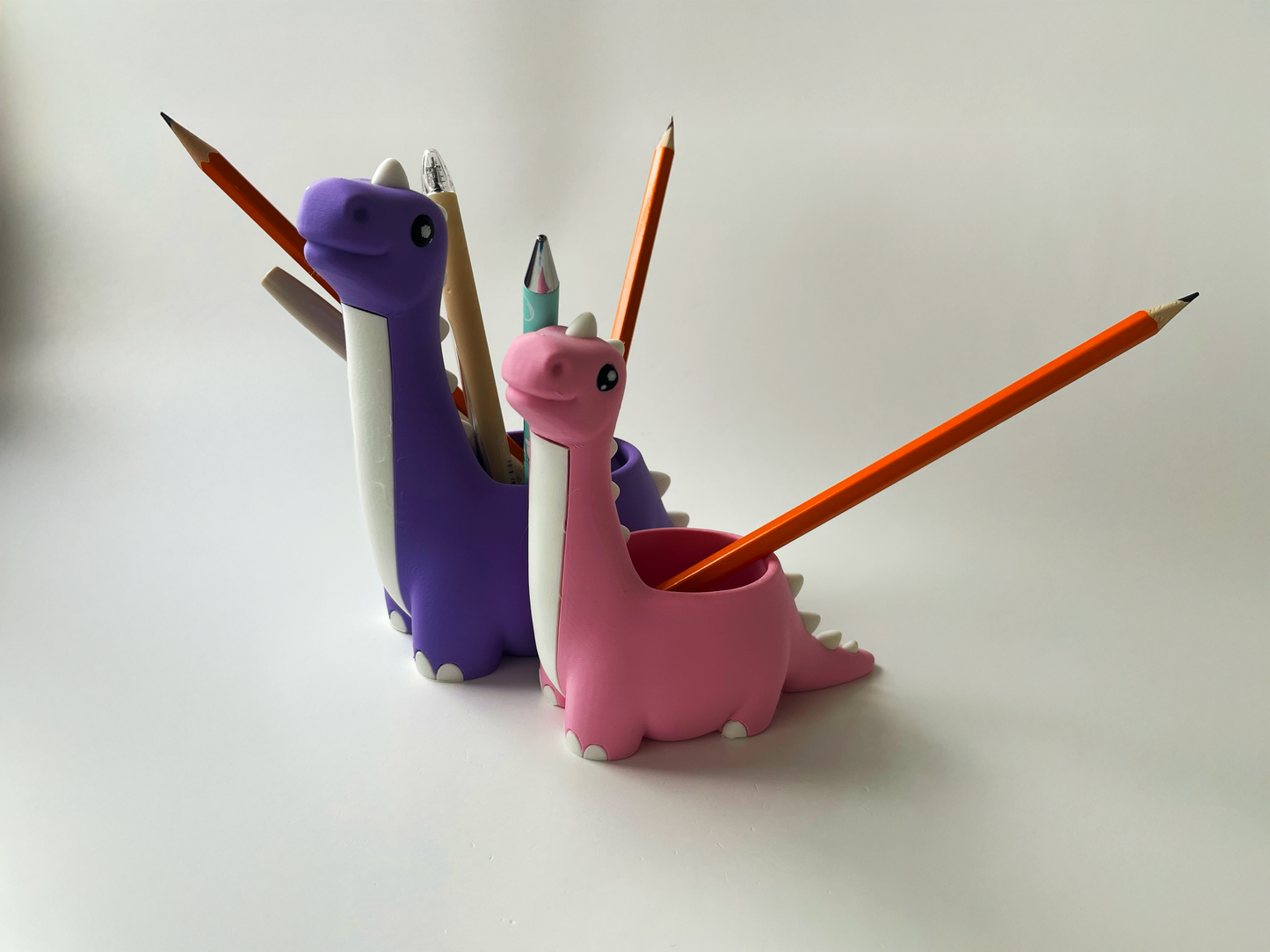 Dino Pencil Holders! (Set of 2, Purple Dad and Pink Mom Dinos)