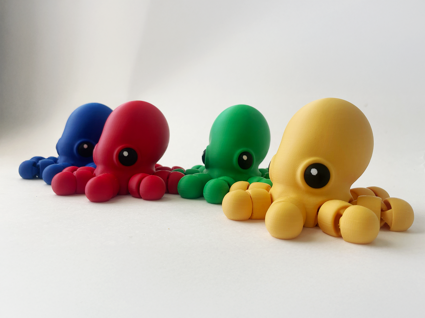Set of 4 BIG Multi-Colored Octopuses- Red, Green, Yellow & Blue Premium Toy Set for Fun Marine Animal Pretend Play and Tactile STEM Learning
