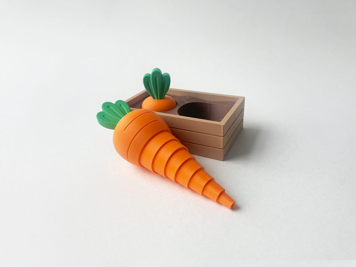 Mom's Small Garden-- Carrot Garden Set of 2, One Large Carrot and One Small Carrot - Articulated Garden for Tabletop Tactile Play & Stress Relief