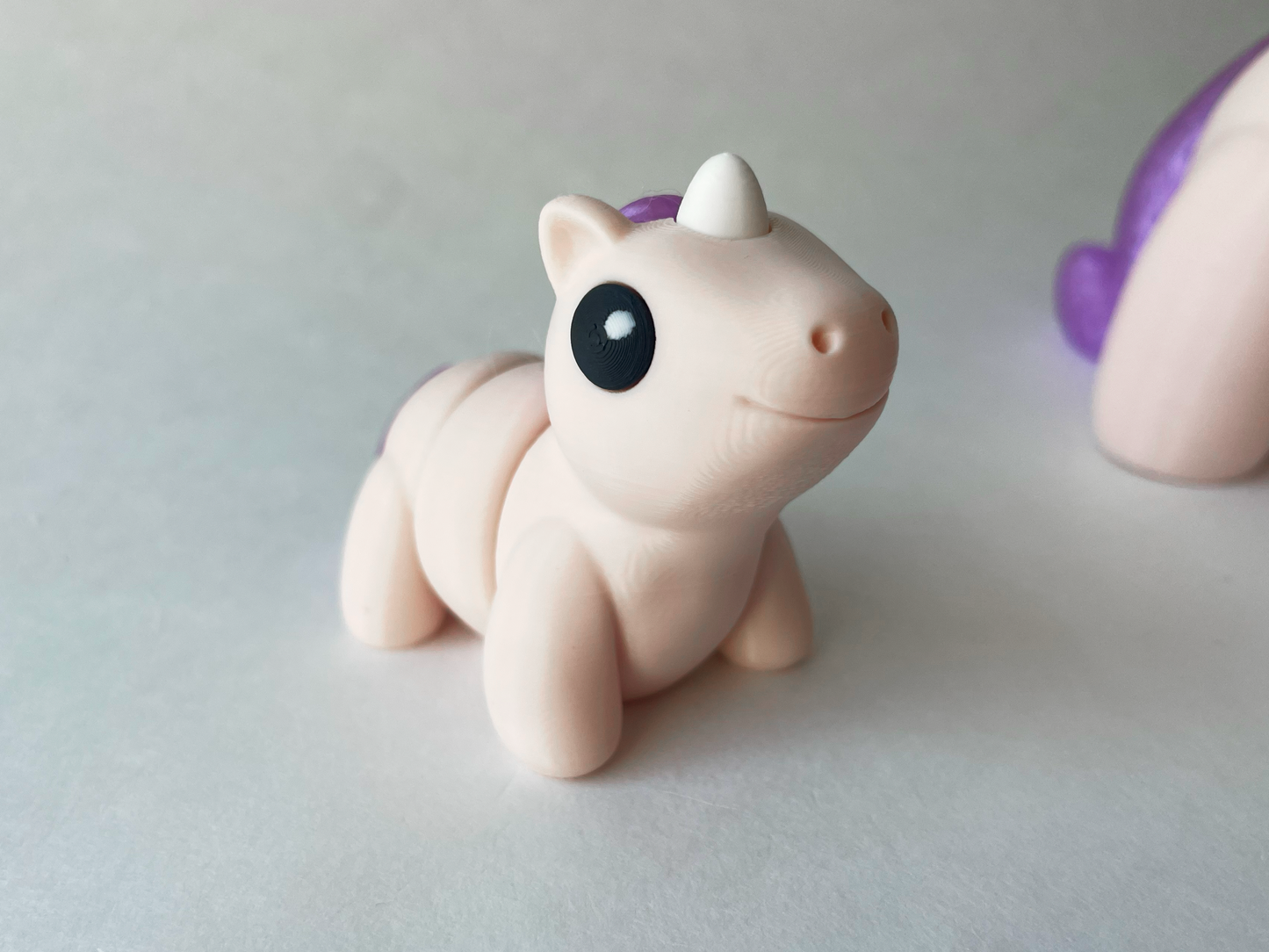 Beige and Lilac Purple Unicorn Flexi Toy Figurine for Tactile Fantasy Play!
