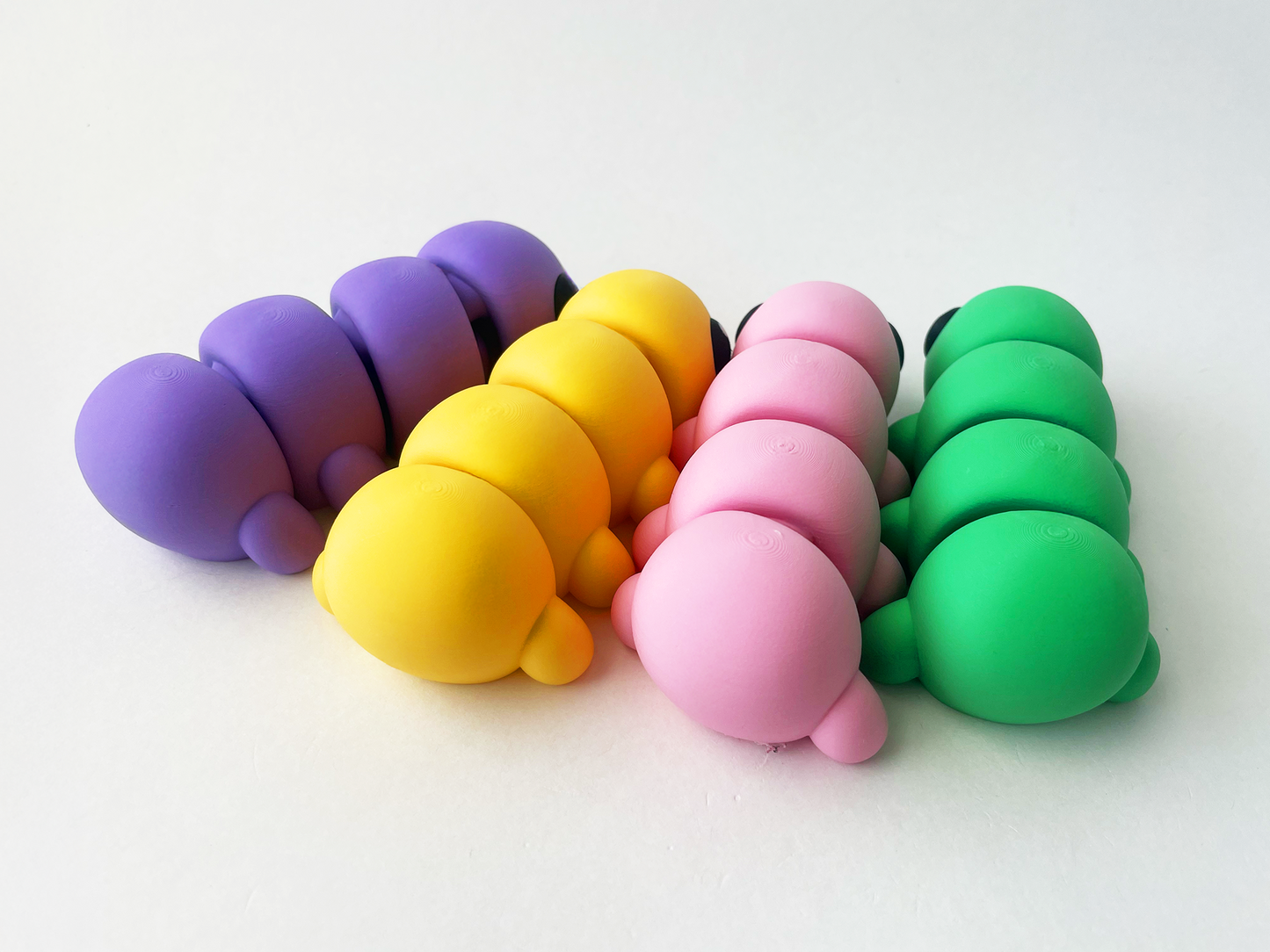 Set of 4 Multi-Colored Caterpillar Premium Toys for Pretend, Tactile, Insect STEM Learning and Play
