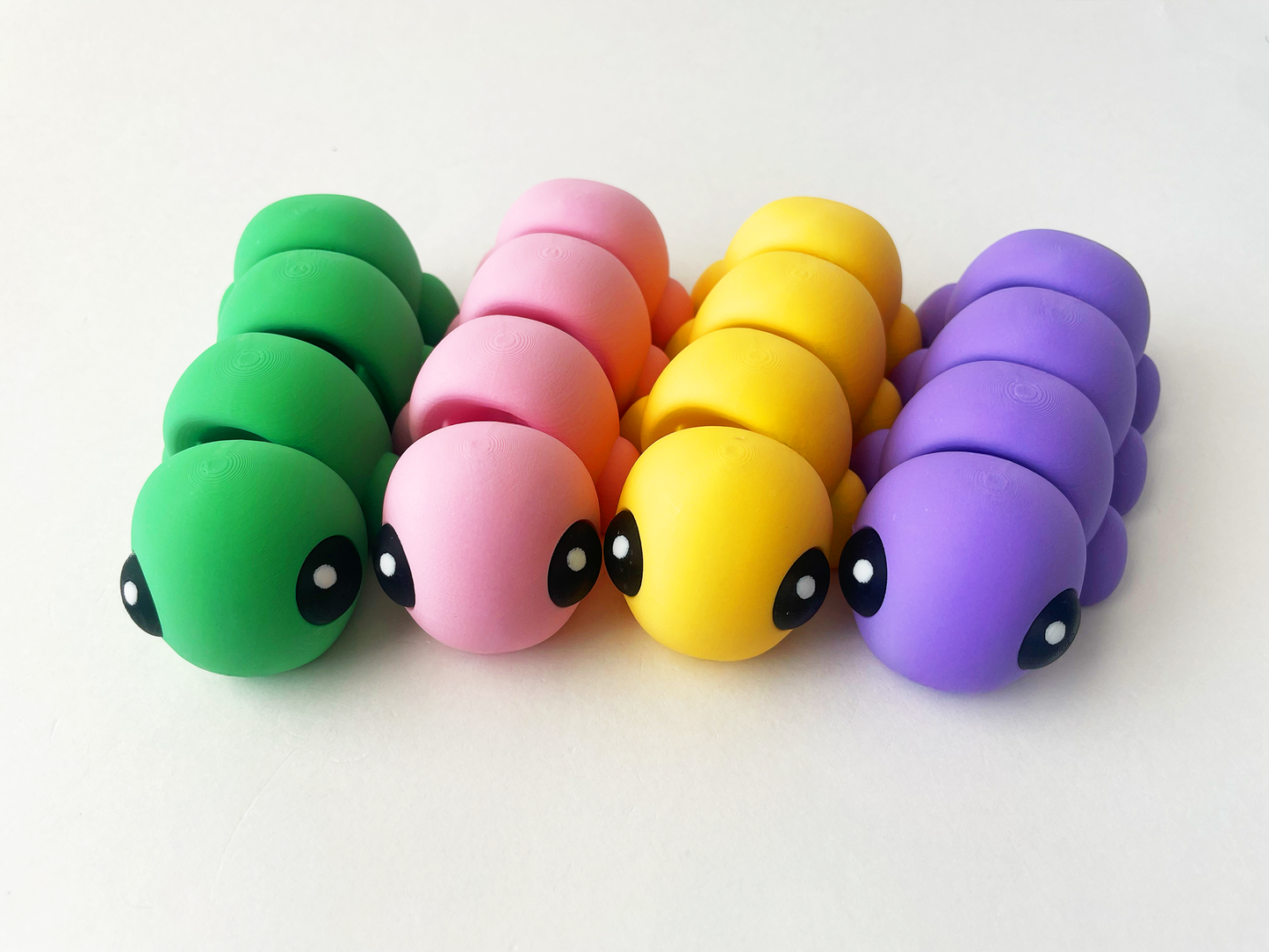 Set of 4 Multi-Colored Caterpillar Premium Toys for Pretend, Tactile, Insect STEM Learning and Play