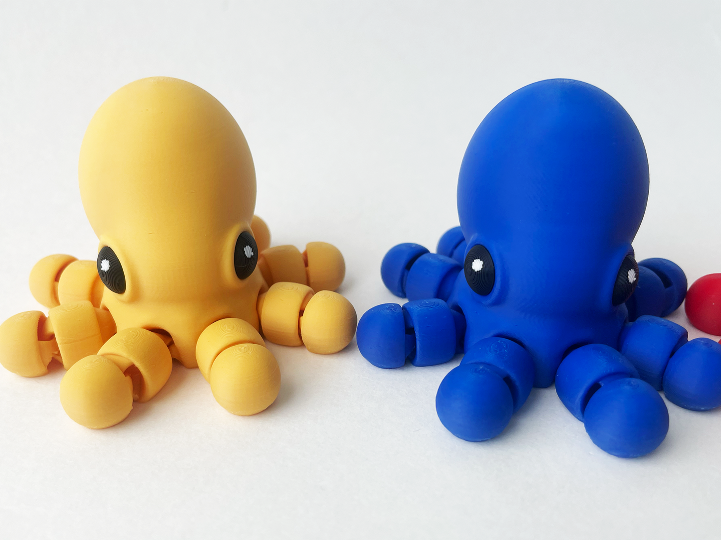 Set of 4 Baby Multi-Colored Octopuses-- Red, Green, Yellow & Blue for Fun Marine Animal Pretend Play and Tactile STEM Learning