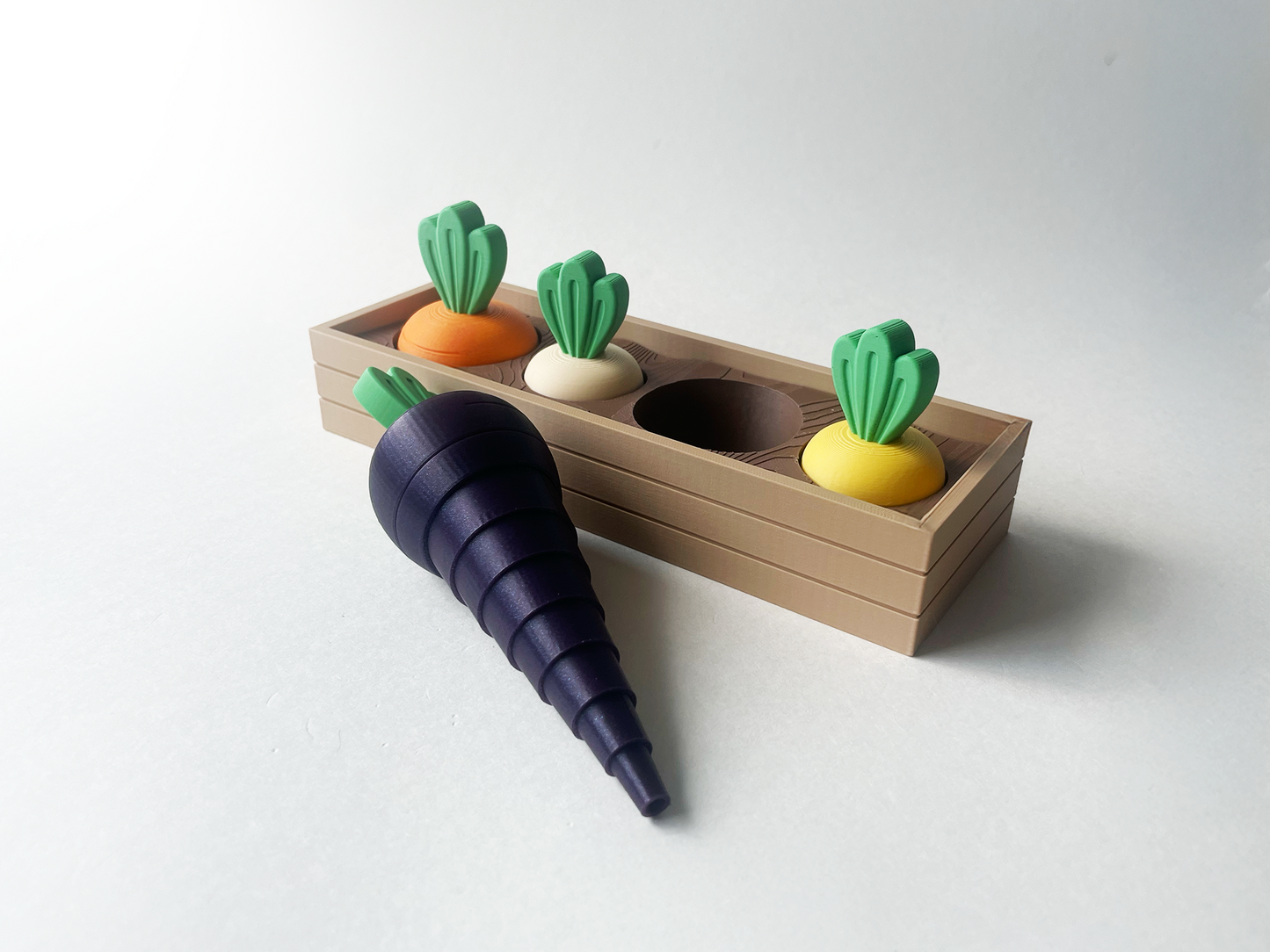Mom's Diverse Full Carrot Garden-- Full Set with of 2 Large and 2 Medium Carrots-Multi Color Articulated Garden for Tactile Play & Stress Relief