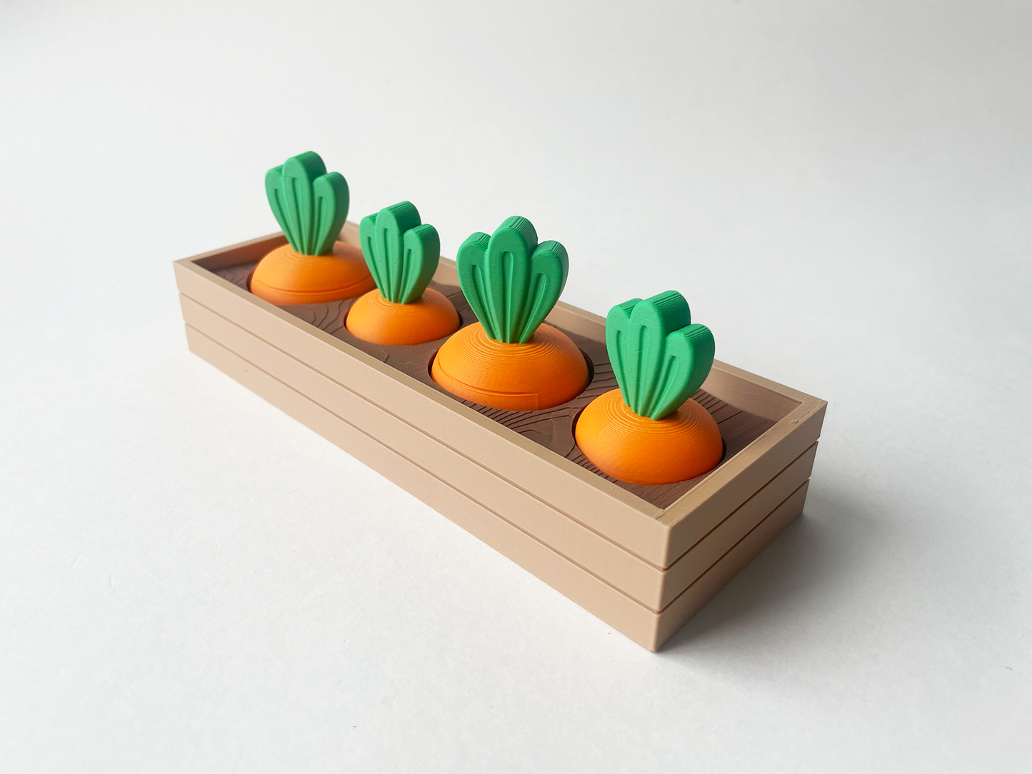 Mom's Full Carrot Garden-- Full Set with of 2 Large and 2 Medium Carrots- Articulated Garden for Tabletop Tactile Play & Stress Relief