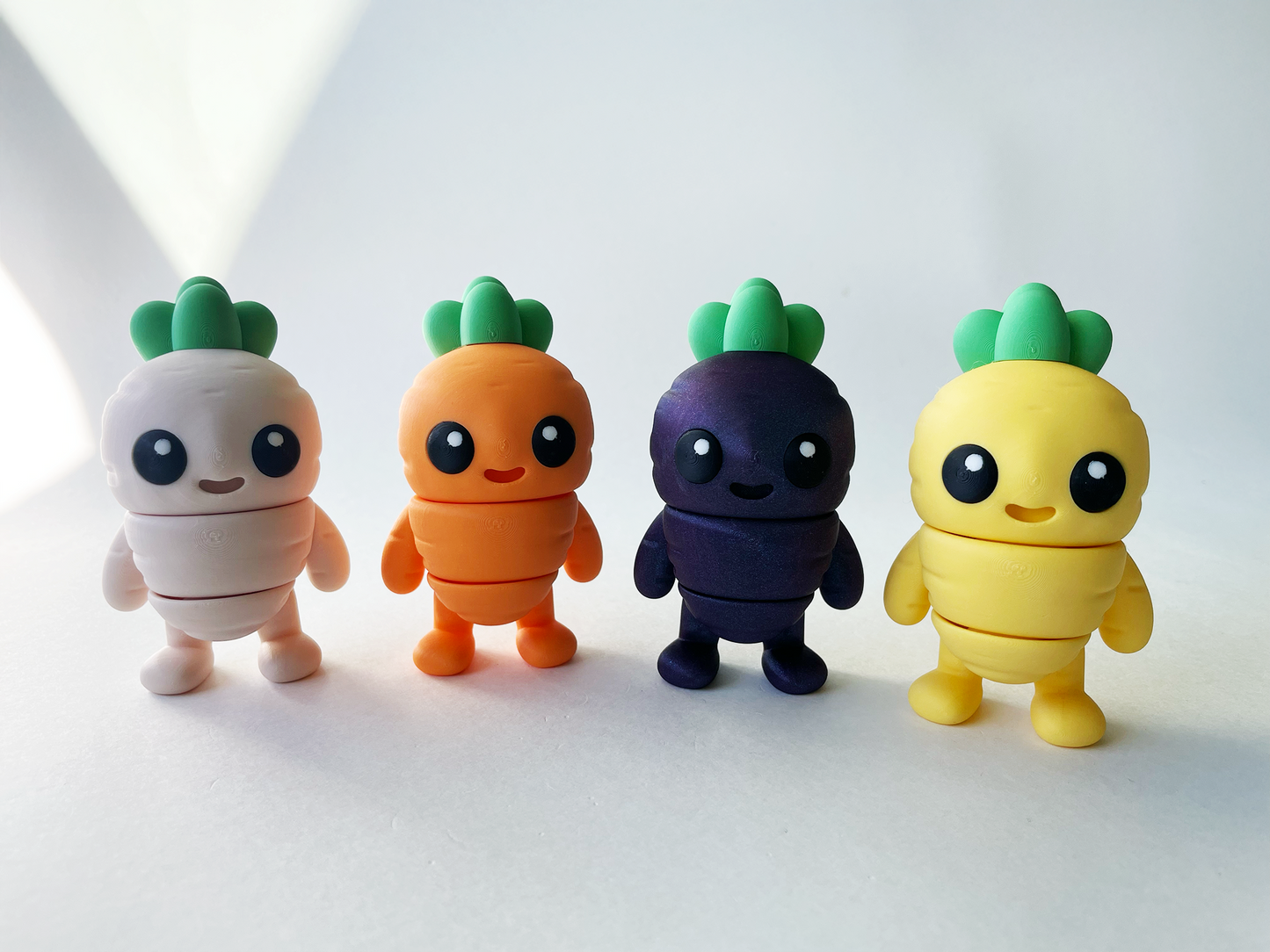 Diverse Carrot Guys (Set of 4) Fidget Premium Toys Play Set for Pretend, Tactile, Veggie STEM Learning and Play