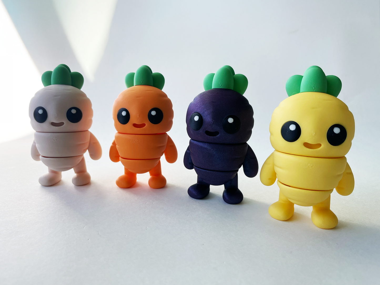 Diverse Carrot Guys (Set of 4) Fidget Premium Toys Play Set for Pretend, Tactile, Veggie STEM Learning and Play