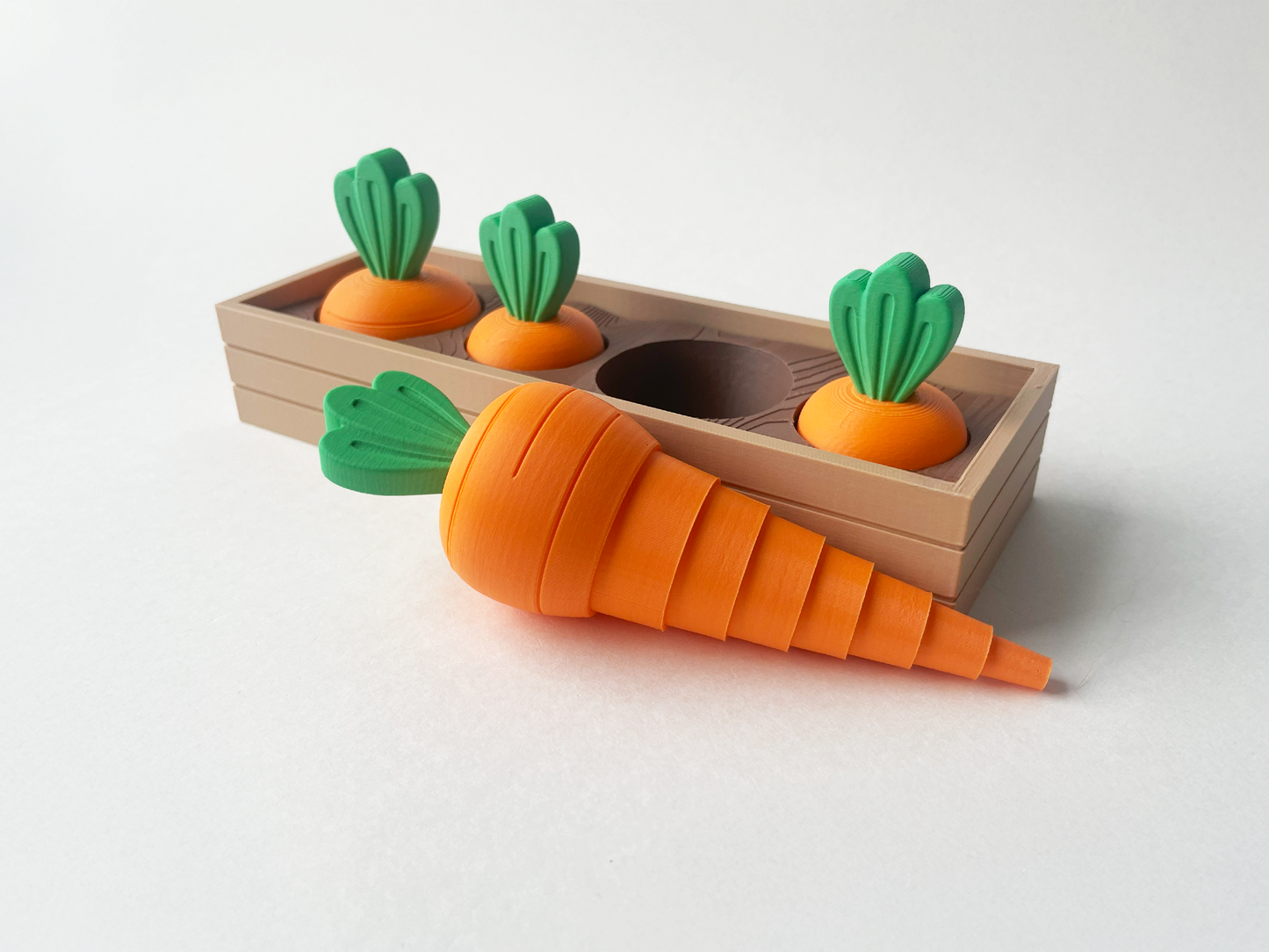 Mom's Full Carrot Garden-- Full Set with of 2 Large and 2 Medium Carrots- Articulated Garden for Tabletop Tactile Play & Stress Relief