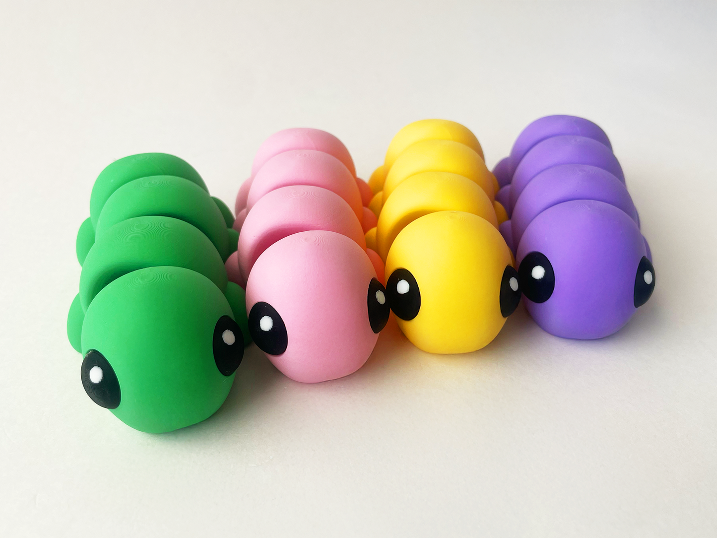Set of 4 Multi-Colored Caterpillar Premium Toys for Pretend, Tactile, Insect STEM Learning and Play