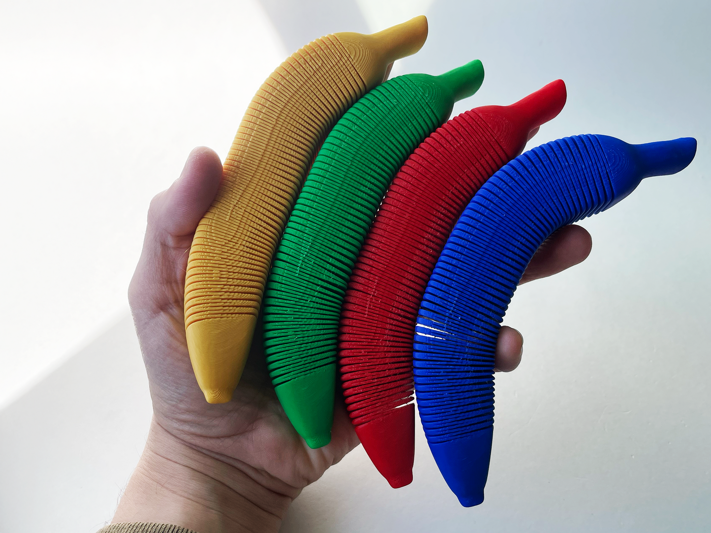 ALL the Flexi Bananas! Fidget Toy Set of 4 Multi-Colored Flexi Bananas, Diverse Bananas for Pretend Tactile STEM Play