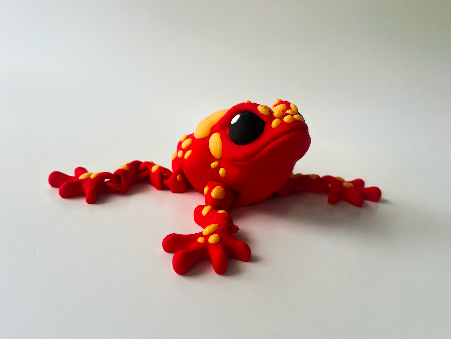Red 3D Printed Posable Toad Toy: Jungle Adventure, Sensory Play