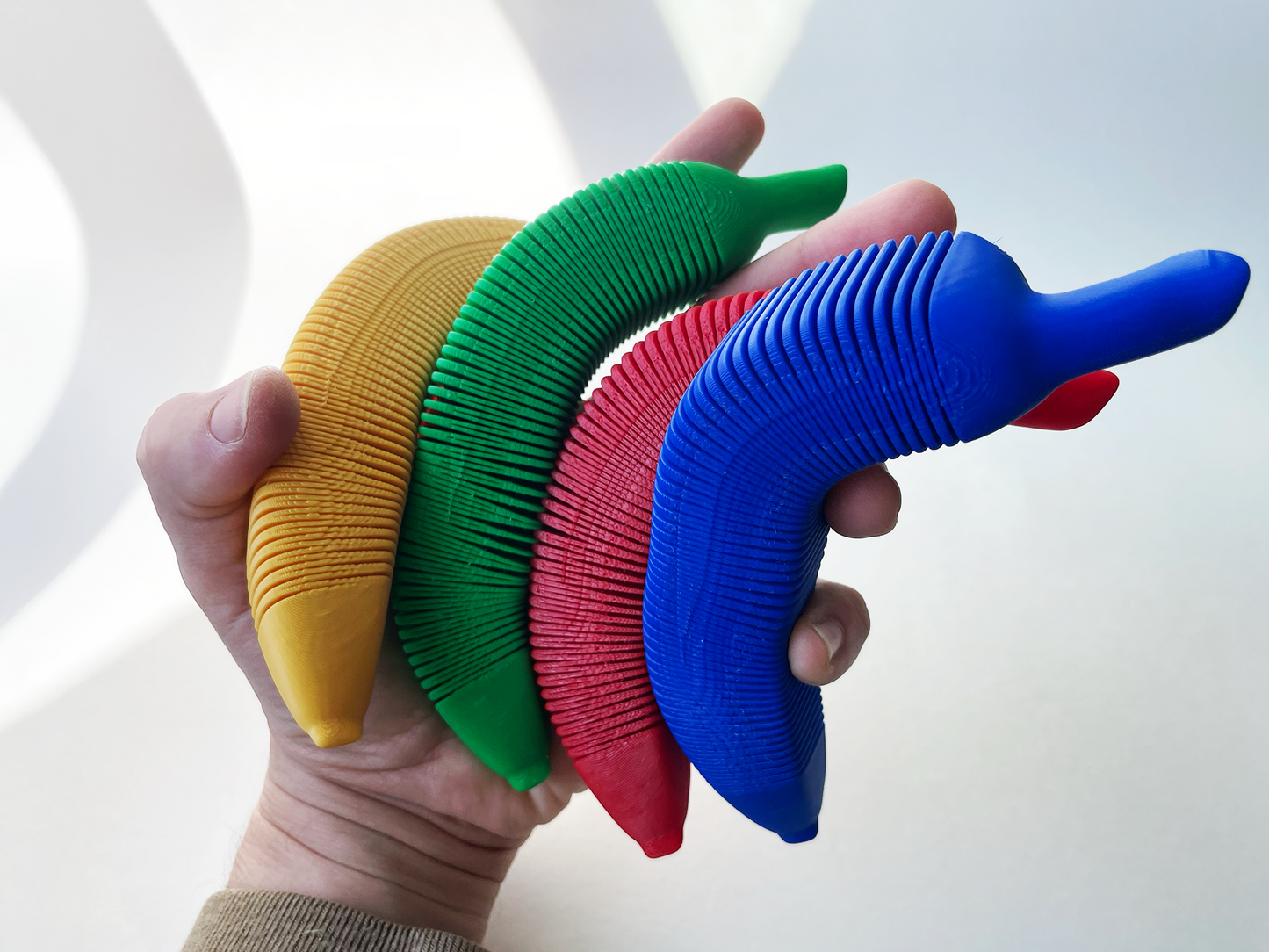 ALL the Flexi Bananas! Fidget Toy Set of 4 Multi-Colored Flexi Bananas, Diverse Bananas for Pretend Tactile STEM Play