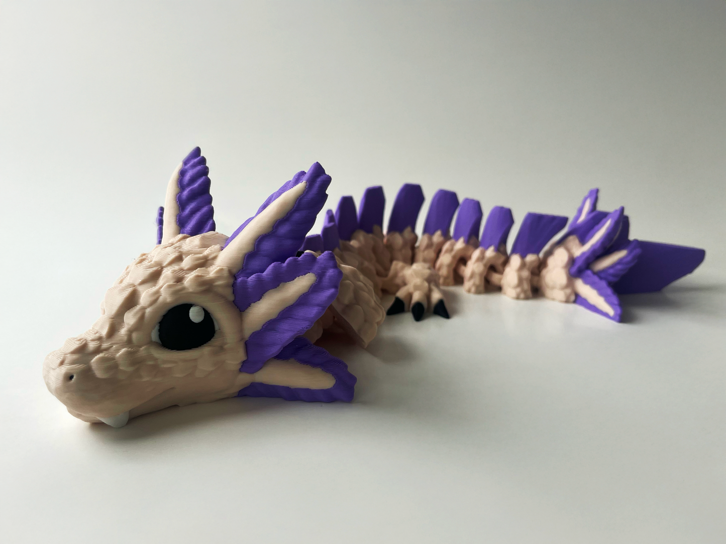 3D Printed Fantasy Dragon: Beige & Lilac Magical Companion