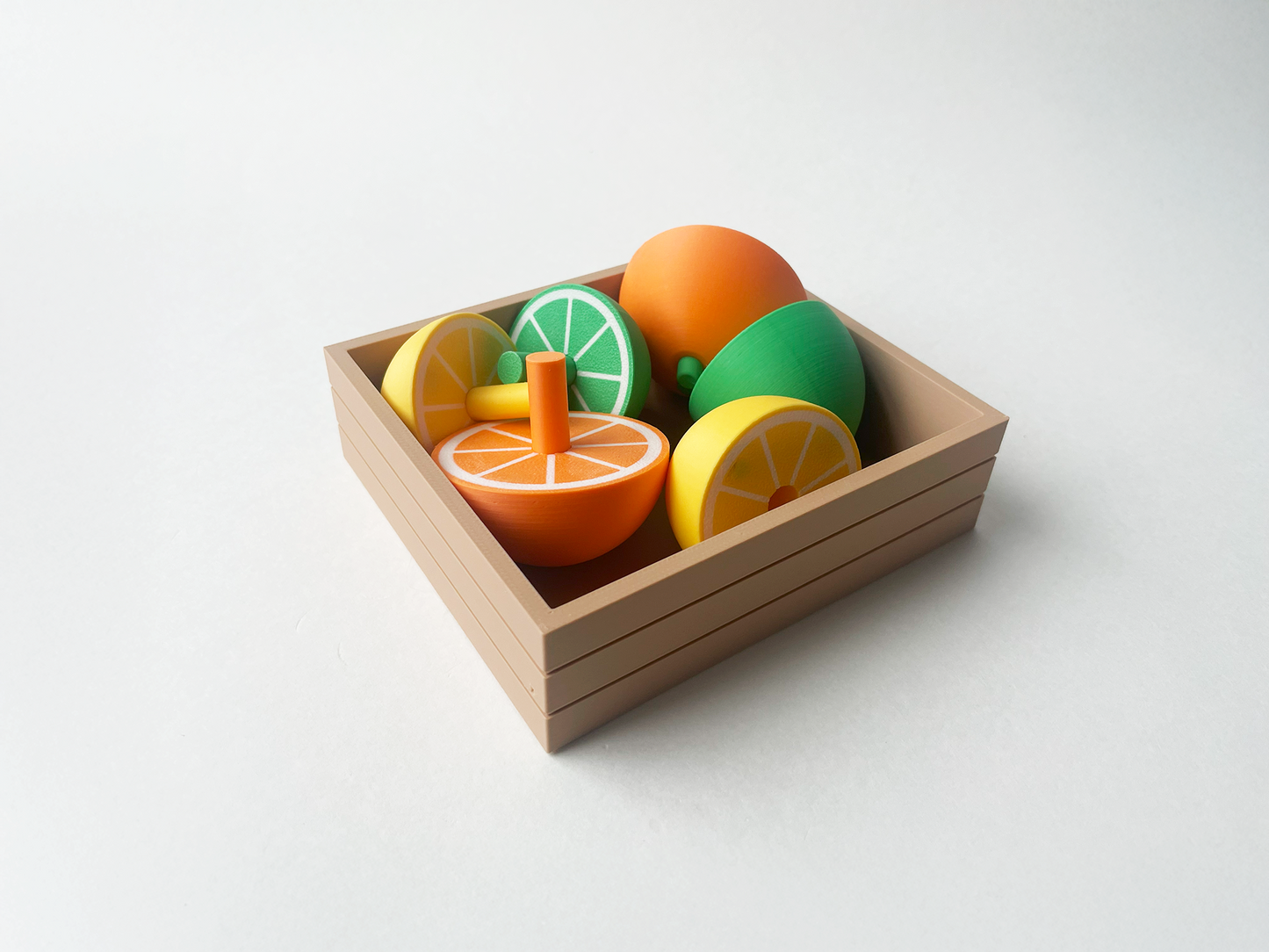 Mom's Fruit Fidget Garden Set on a Square Plate - Articulated Fruit Fidgets for Tabletop Tactile Play & Stress Relief