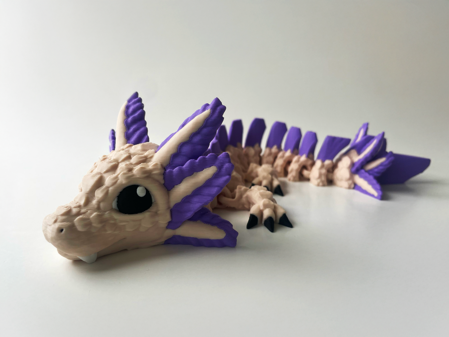 3D Printed Fantasy Dragon: Beige & Lilac Magical Companion