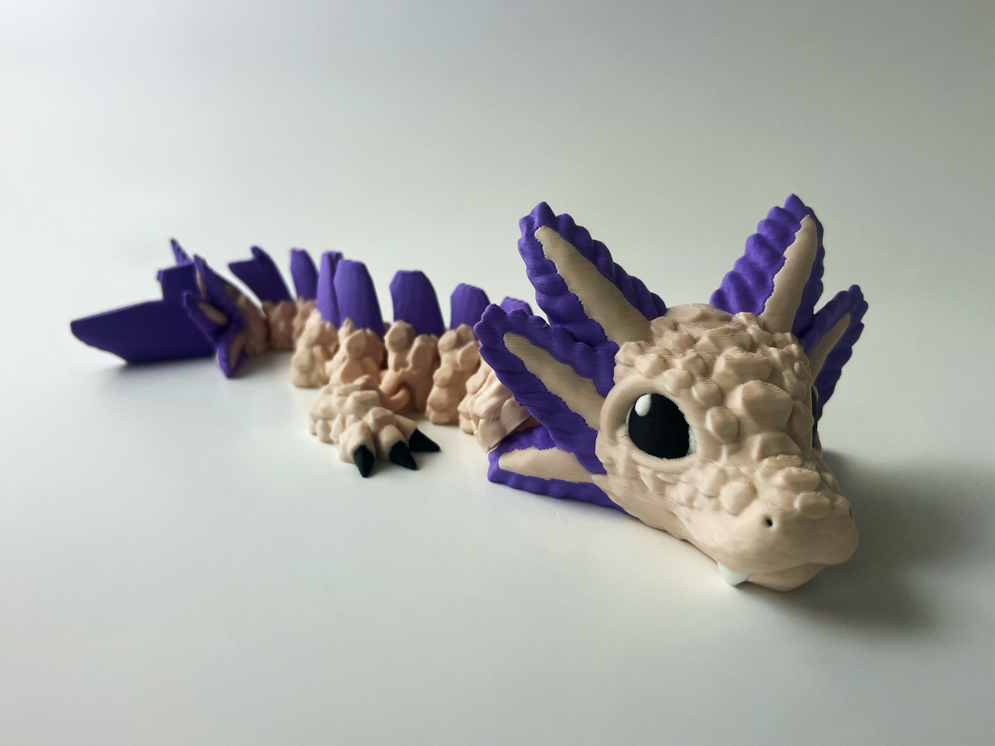3D Printed Fantasy Dragon: Beige & Lilac Magical Companion