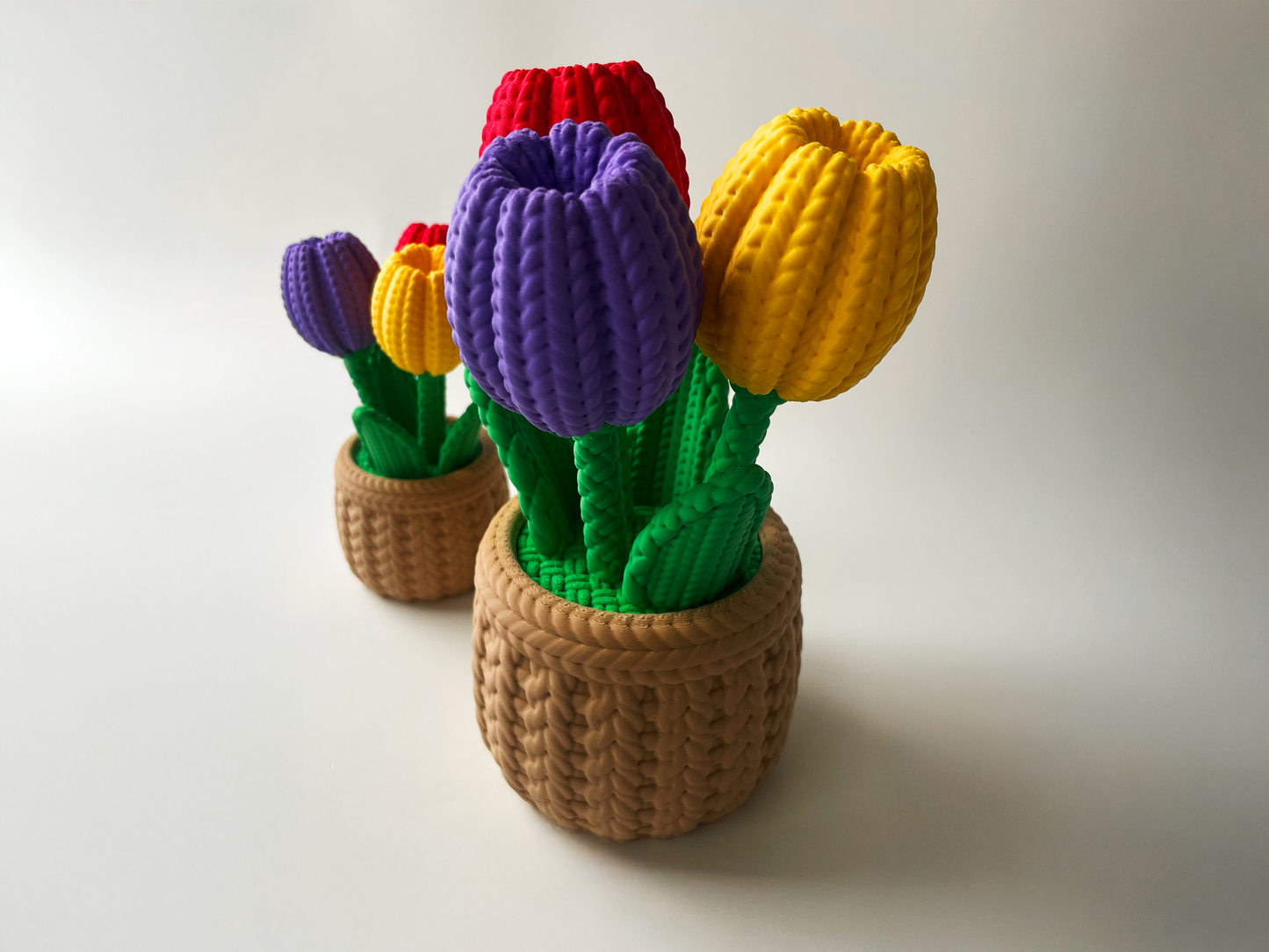 Summer Tulips in a Latte Basket Desktop Decor For Lovers and Friends