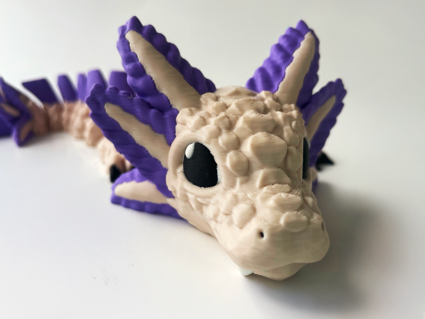 3D Printed Fantasy Dragon: Beige & Lilac Magical Companion