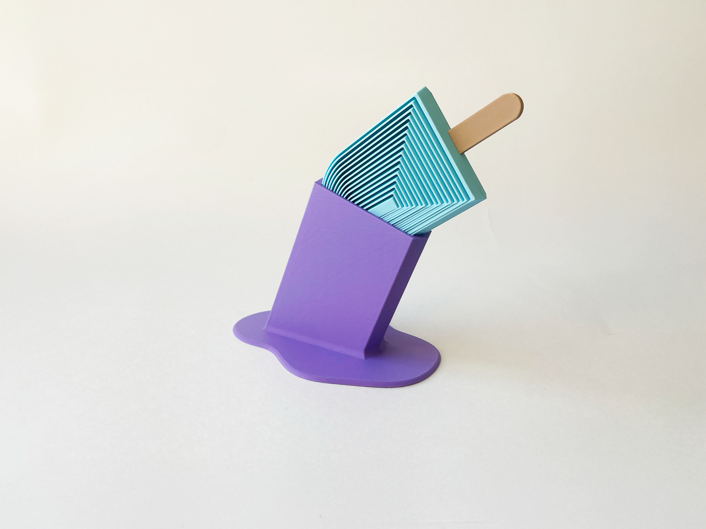 Summer’s Blue Popsicle Fidget Toy Large- - High-Quality 3D Printed Articulated Popsicle Fidget for Tabletop Tactile Play