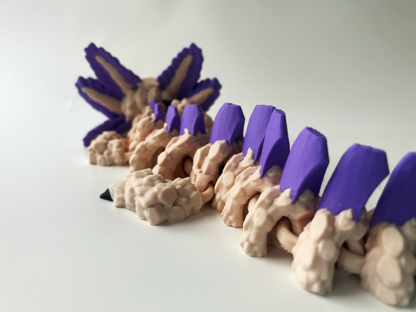 3D Printed Fantasy Dragon: Beige & Lilac Magical Companion