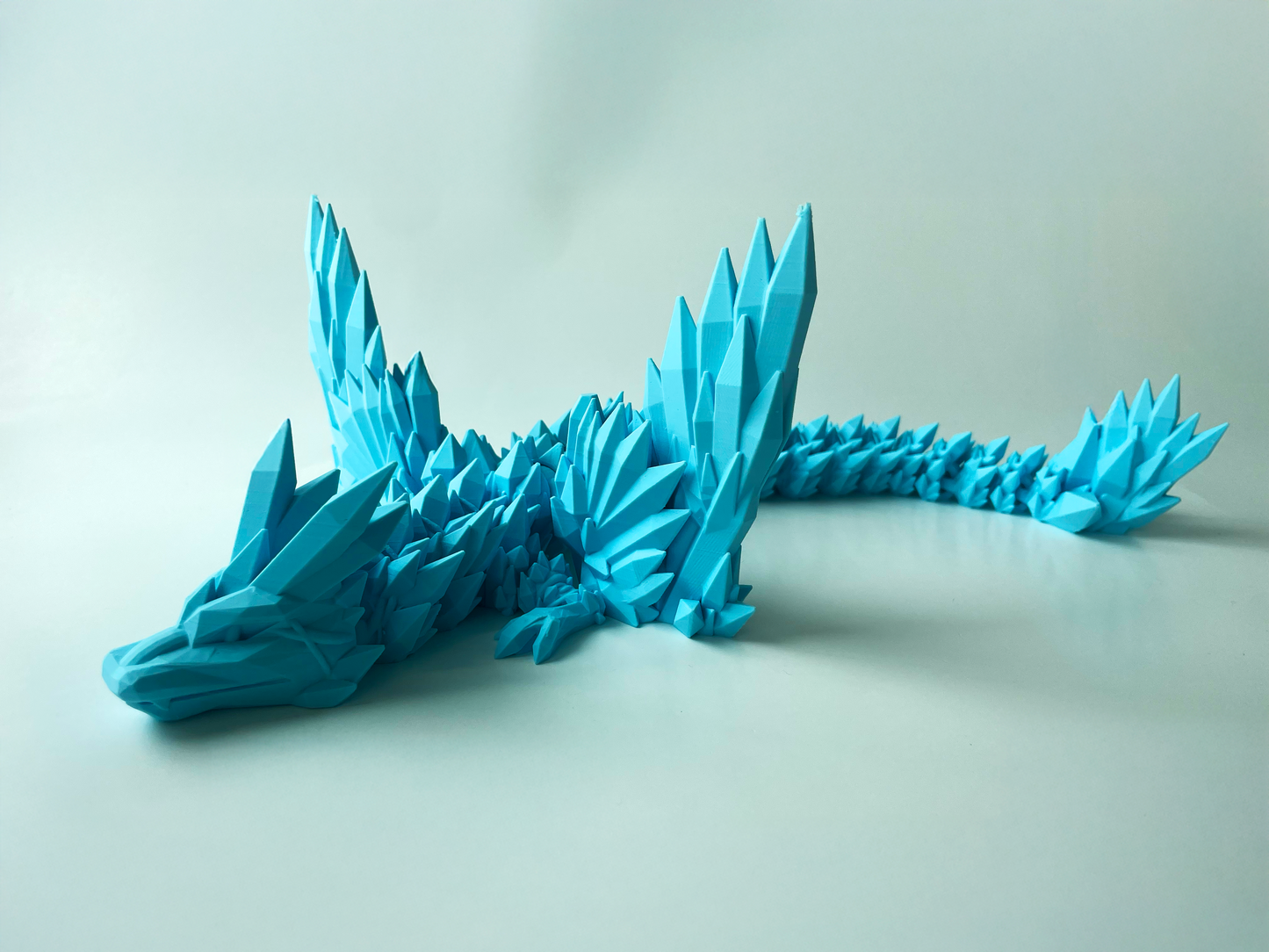 Big Blue Dragon: Winged 3D Printed Fantasy Decor by Cinderwing3D