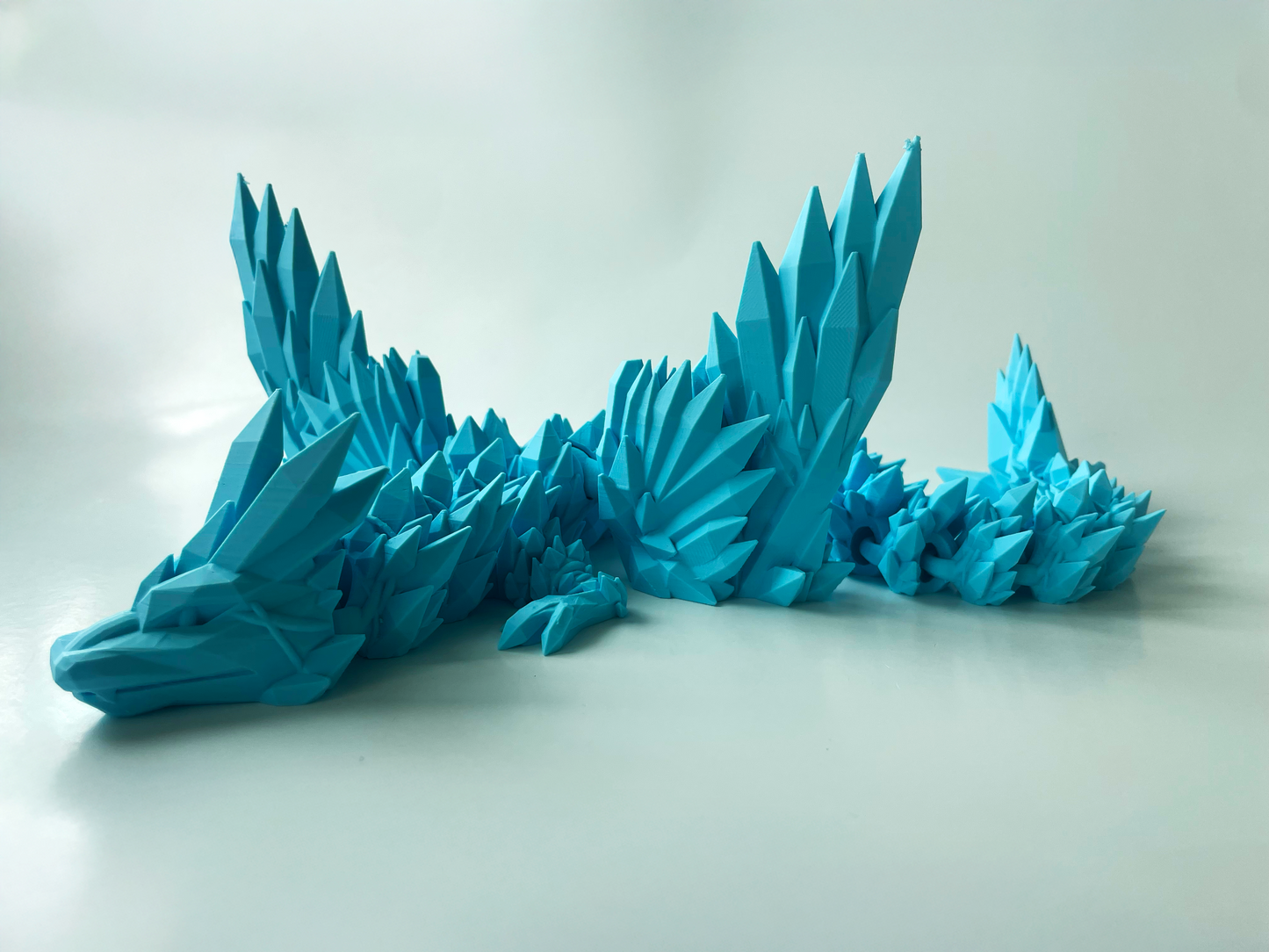 Big Blue Dragon: Winged 3D Printed Fantasy Decor by Cinderwing3D