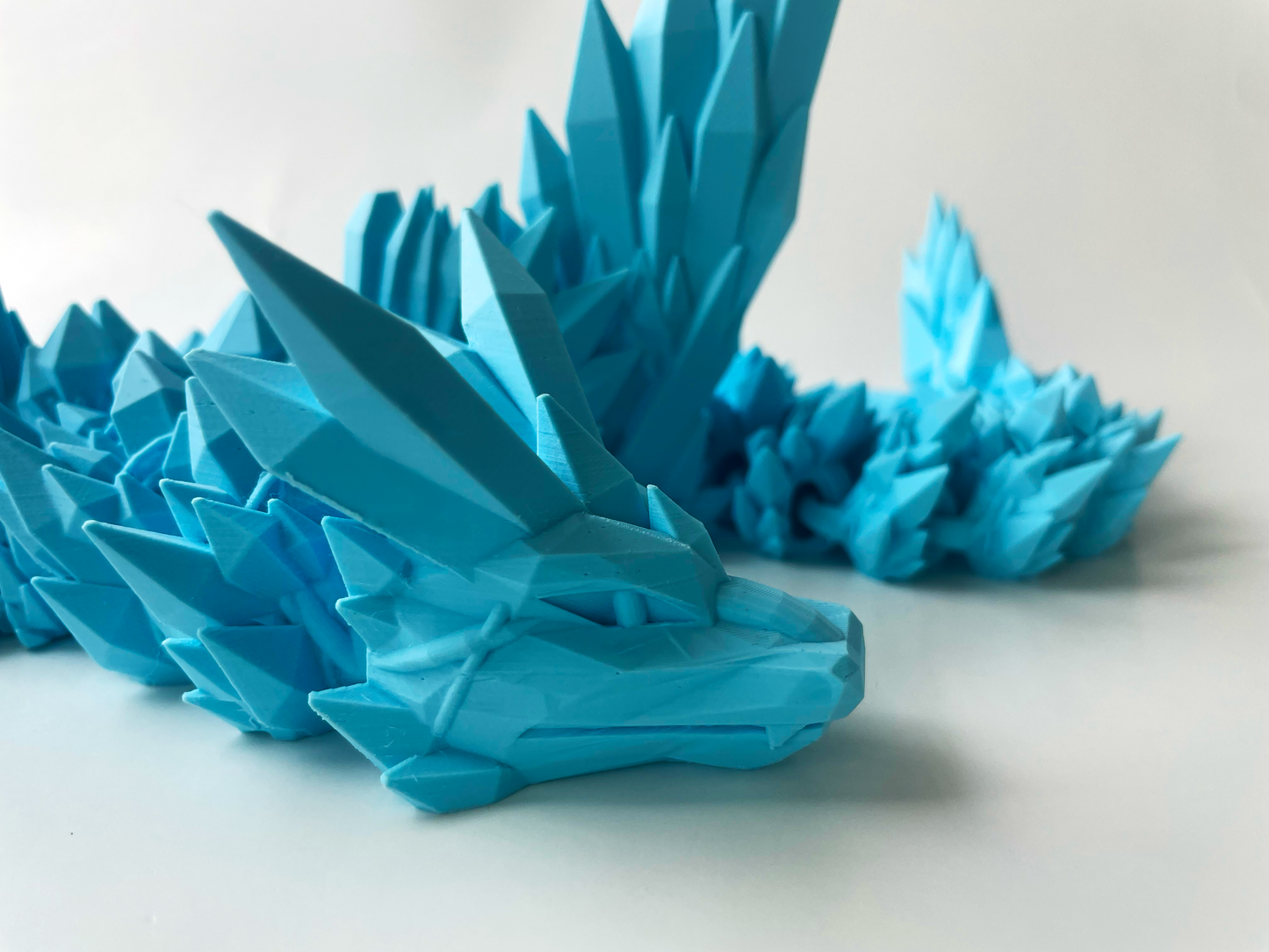 Big Blue Dragon: Winged 3D Printed Fantasy Decor by Cinderwing3D