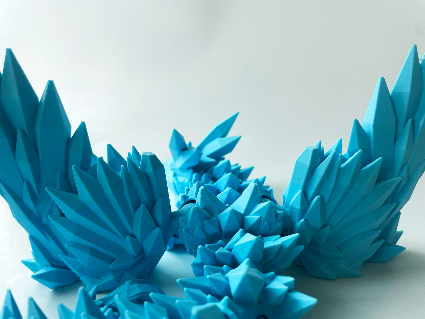 Big Blue Dragon: Winged 3D Printed Fantasy Decor by Cinderwing3D