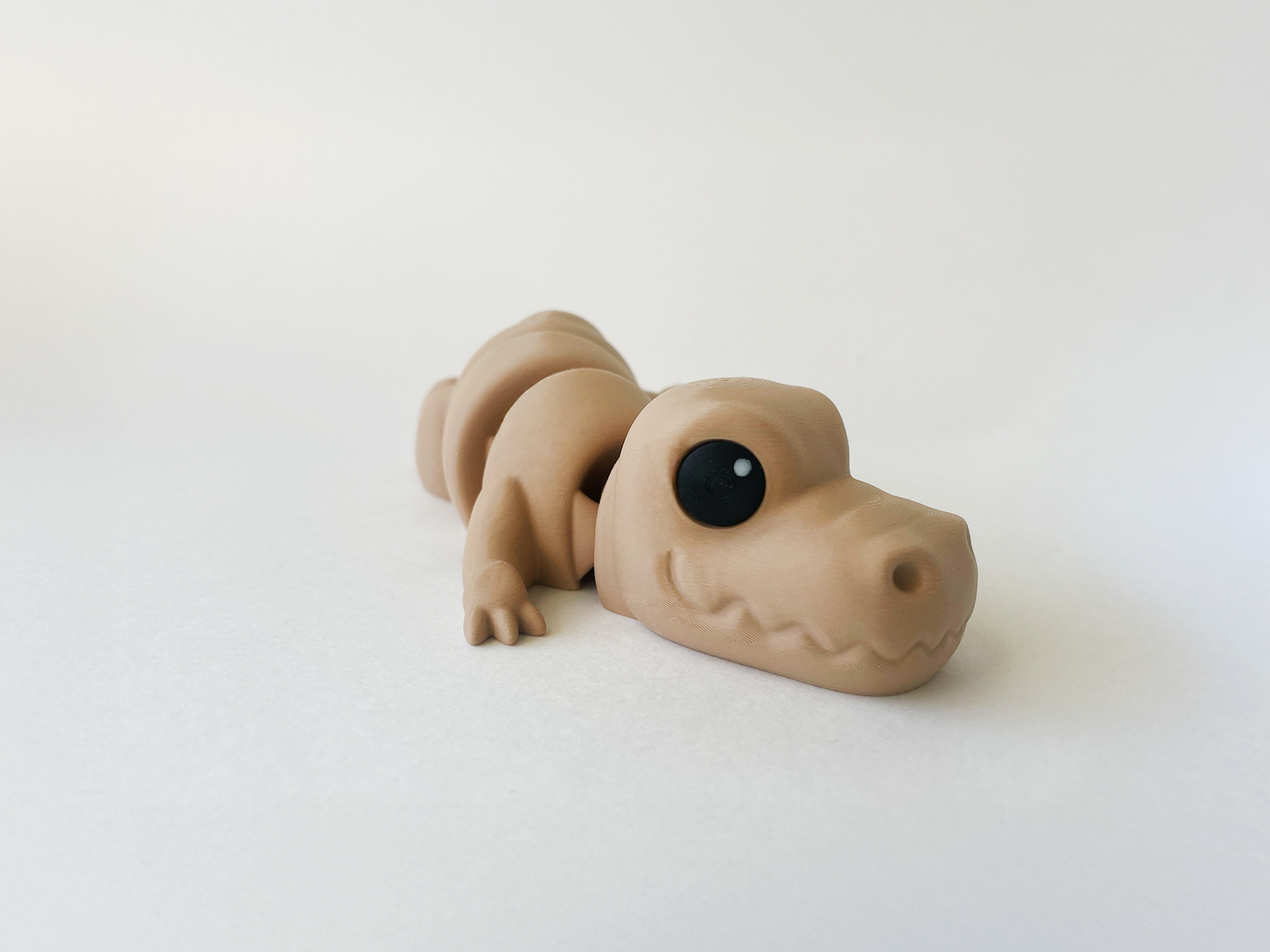 ZOU's Beige T-Rex Dino Fidget Toy - Medium High-Quality 3D-Printed Articulated Buddy with Tiki-Taka Noise for Indoor and Outdoor Play & Stress Relief