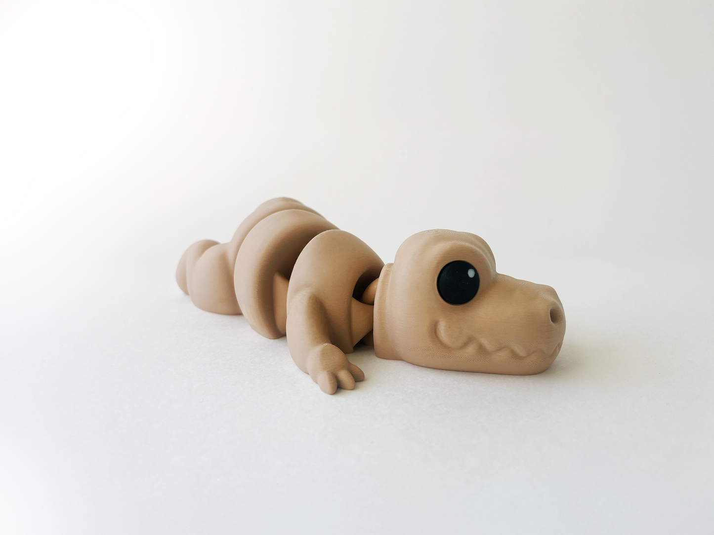 ZOU's Beige T-Rex Dino Fidget Toy - Medium High-Quality 3D-Printed Articulated Buddy with Tiki-Taka Noise for Indoor and Outdoor Play & Stress Relief