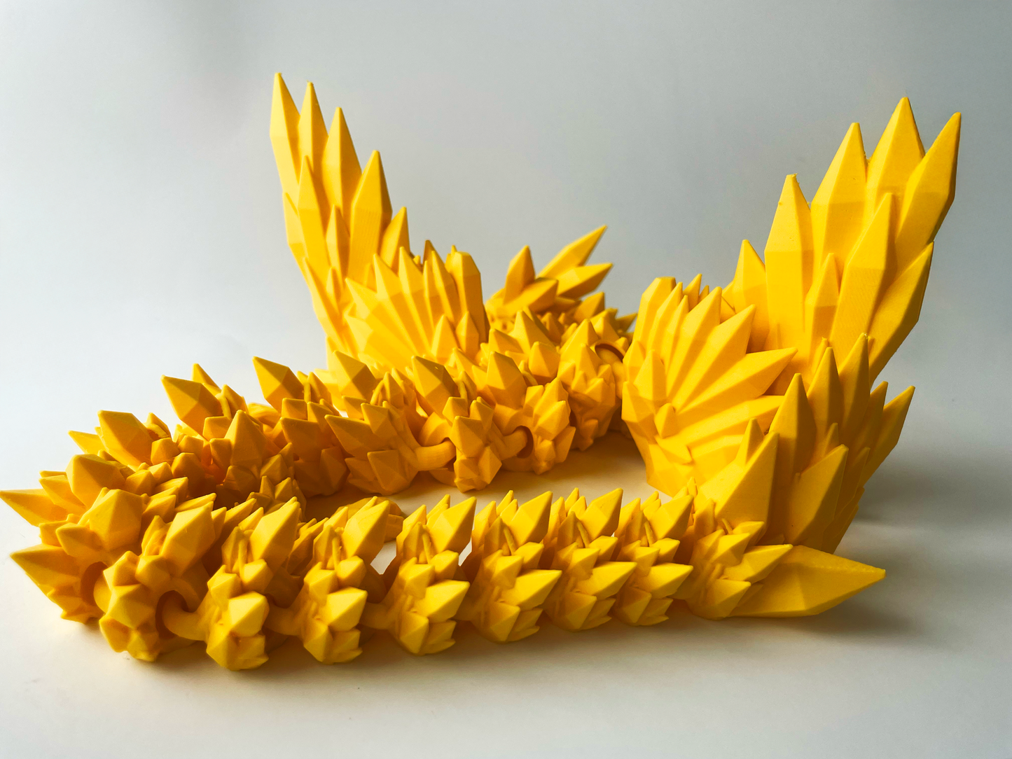 Big Yellow Dragon: Winged 3D Printed Fantasy Creature by Cinderwing3D