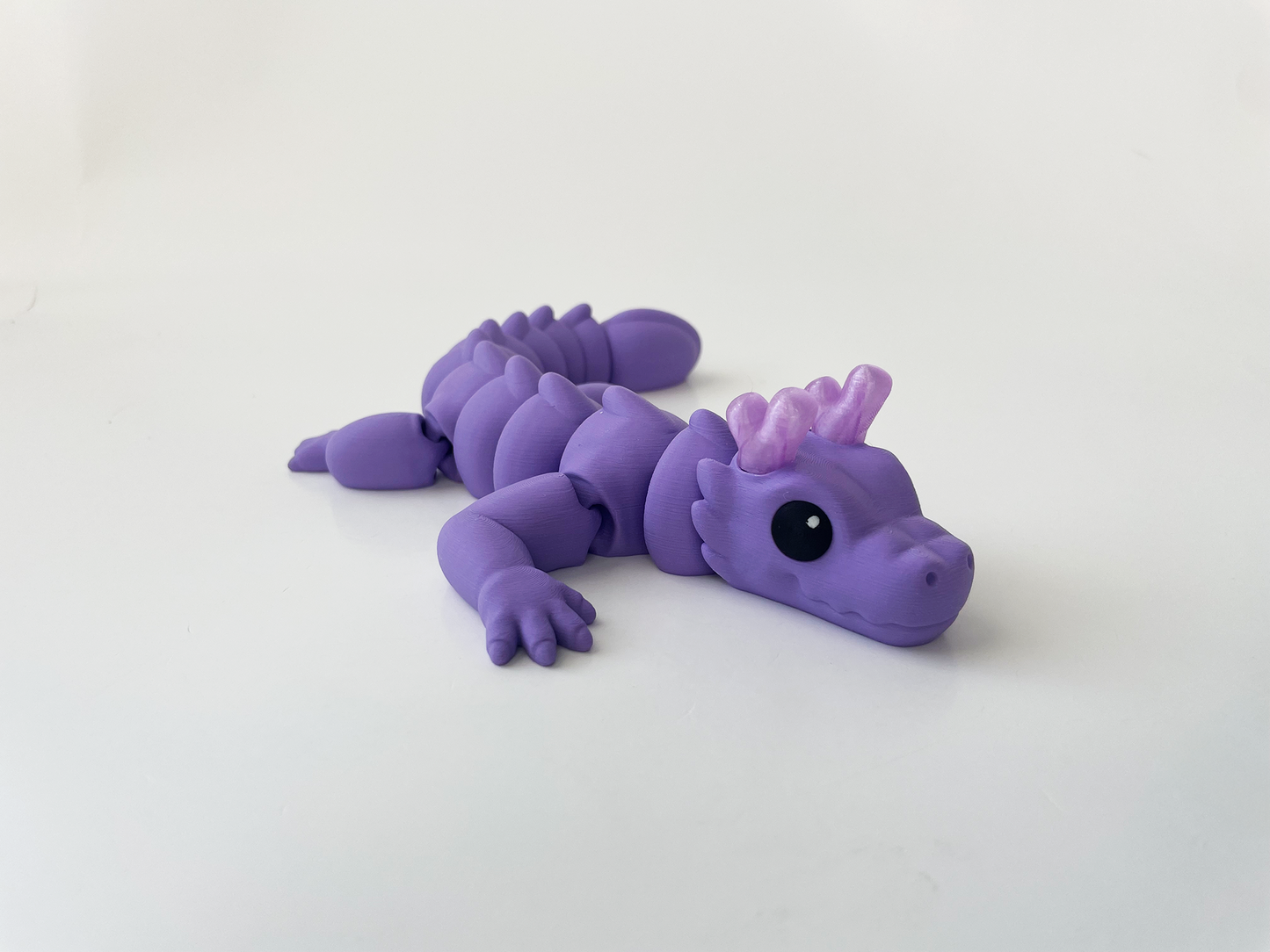 Zou's Purple Dragon Fidget Toy- - Medium High-Quality 3D Printed Articulated Dragon for Tabletop Tactile Play & Stress Relief