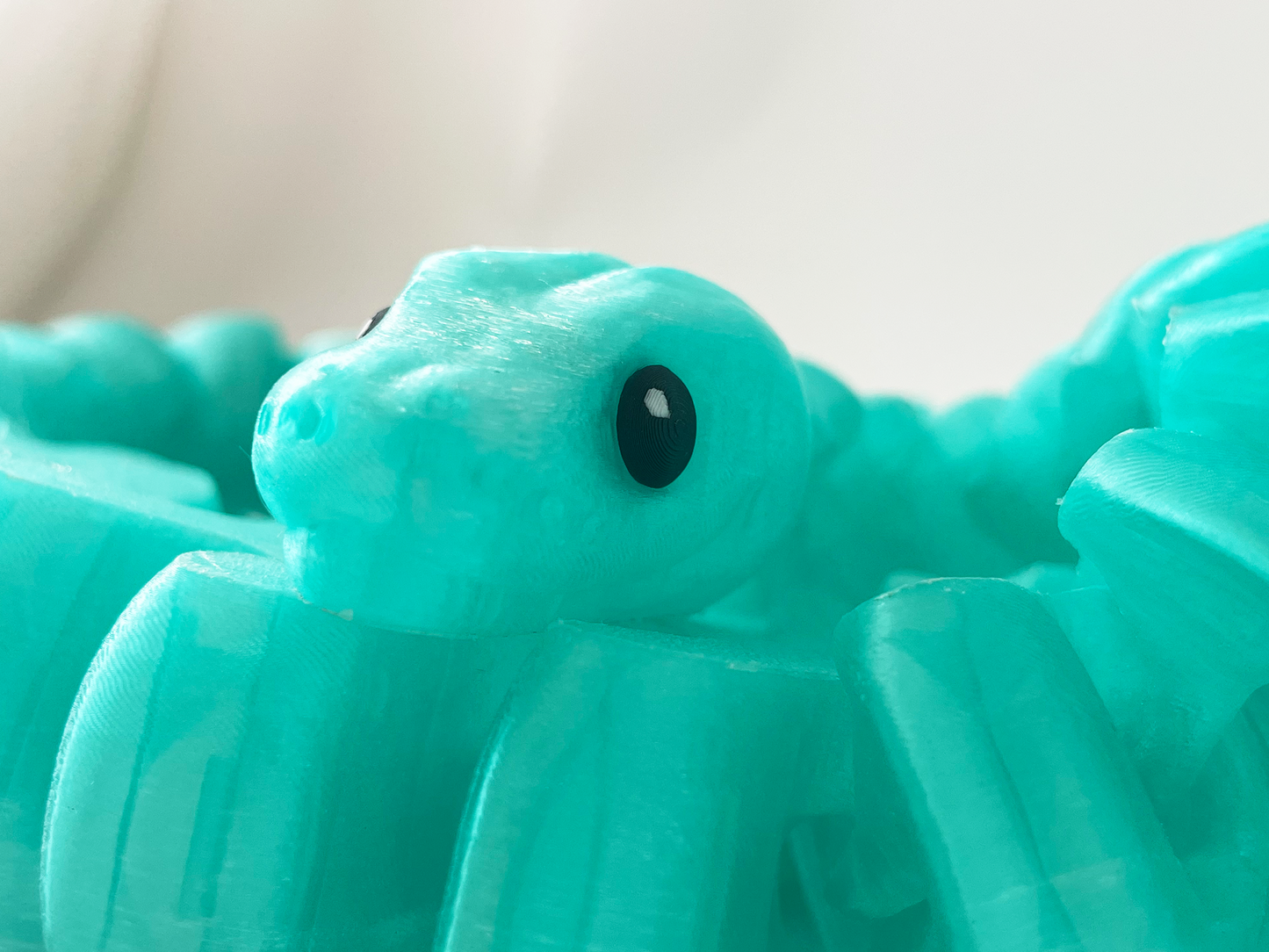 ZOU's Large Translucent Teal Boa Snake Toy - High-Quality 3D-Printed Articulated Buddy with Tiki-Taka Noise for Indoor and Outdoor Play