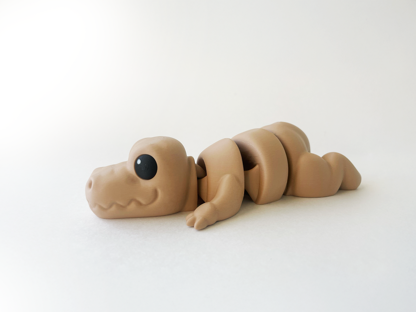ZOU's Beige T-Rex Dino Fidget Toy - Medium High-Quality 3D-Printed Articulated Buddy with Tiki-Taka Noise for Indoor and Outdoor Play & Stress Relief