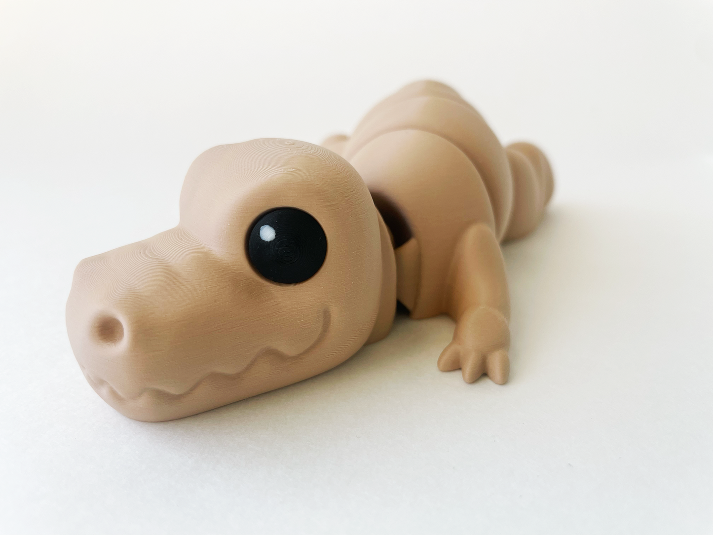 ZOU's Beige T-Rex Dino Fidget Toy - Medium High-Quality 3D-Printed Articulated Buddy with Tiki-Taka Noise for Indoor and Outdoor Play & Stress Relief