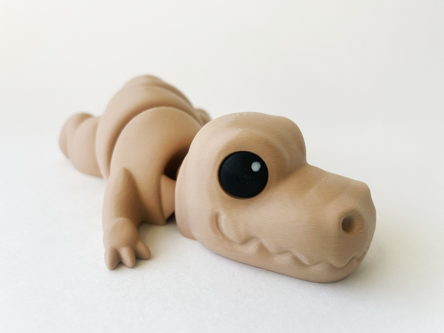 ZOU's Beige T-Rex Dino Fidget Toy - Medium High-Quality 3D-Printed Articulated Buddy with Tiki-Taka Noise for Indoor and Outdoor Play & Stress Relief