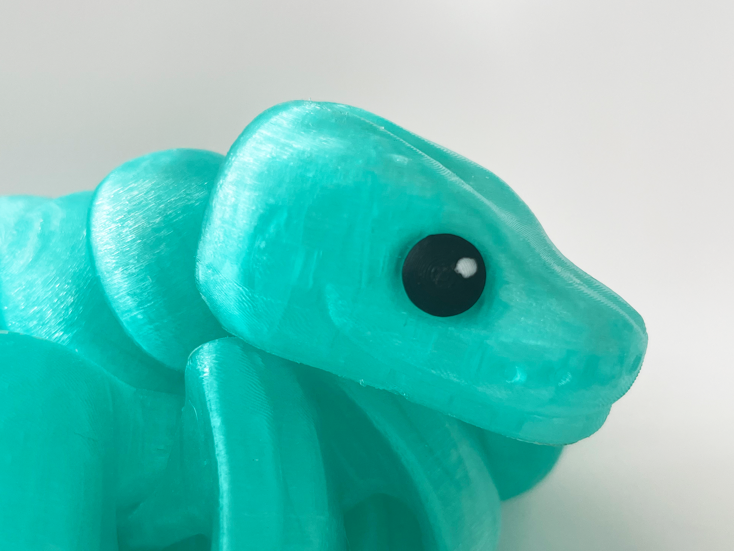 ZOU's Large Translucent Teal Boa Snake Toy - High-Quality 3D-Printed Articulated Buddy with Tiki-Taka Noise for Indoor and Outdoor Play