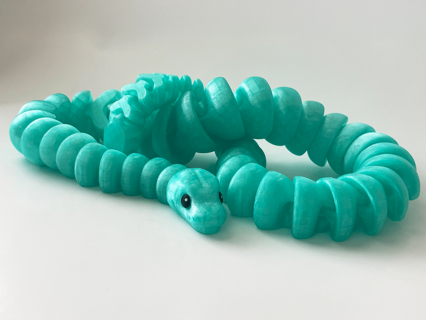 ZOU's Large Translucent Teal Boa Snake Toy - High-Quality 3D-Printed Articulated Buddy with Tiki-Taka Noise for Indoor and Outdoor Play