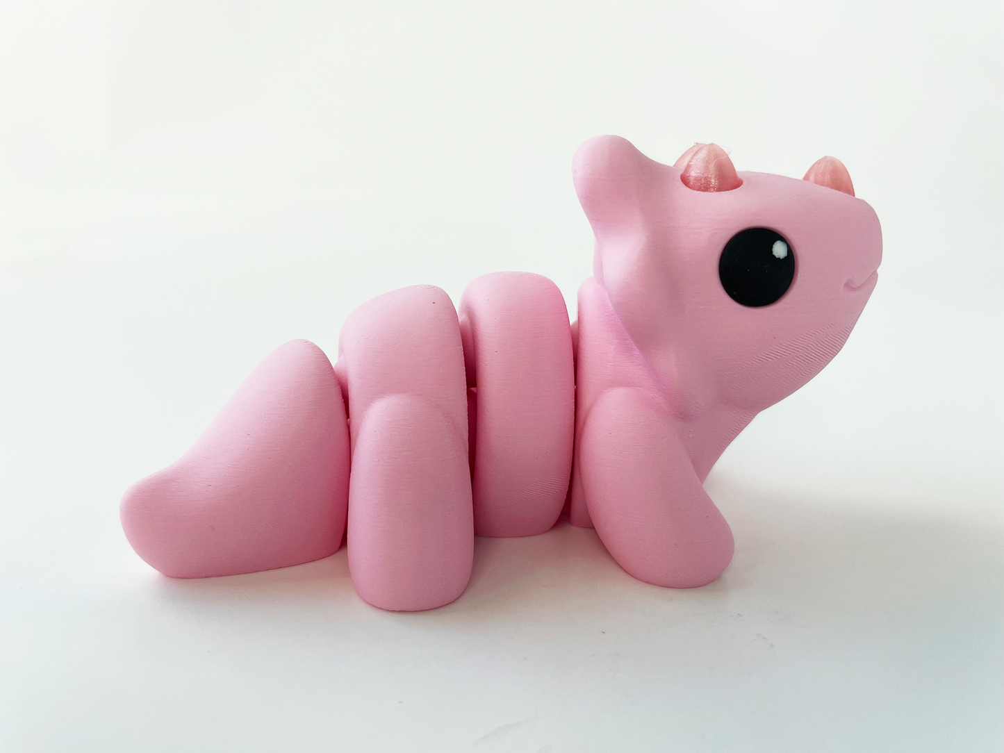 ZOU's Baby Pink Triceratops Dino Fidget Toy - High-Quality 3D Printed Articulated Dinosaur for Indoor & Outdoor & Stress Relief Play