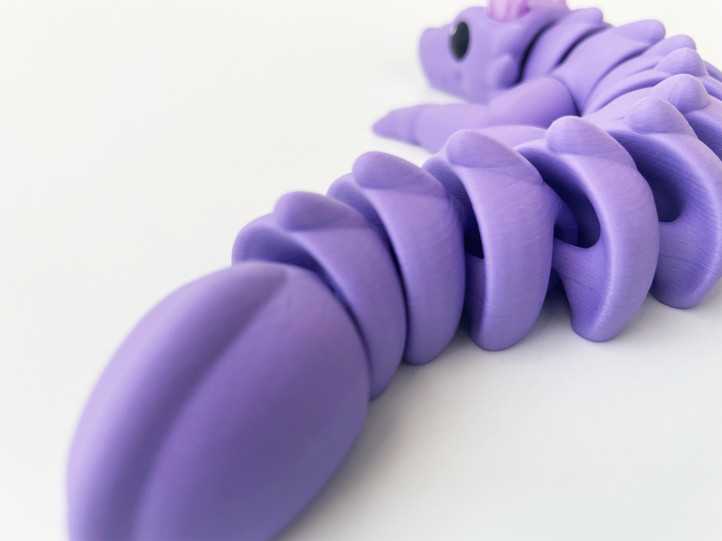 Zou's Purple Dragon Fidget Toy- - Medium High-Quality 3D Printed Articulated Dragon for Tabletop Tactile Play & Stress Relief